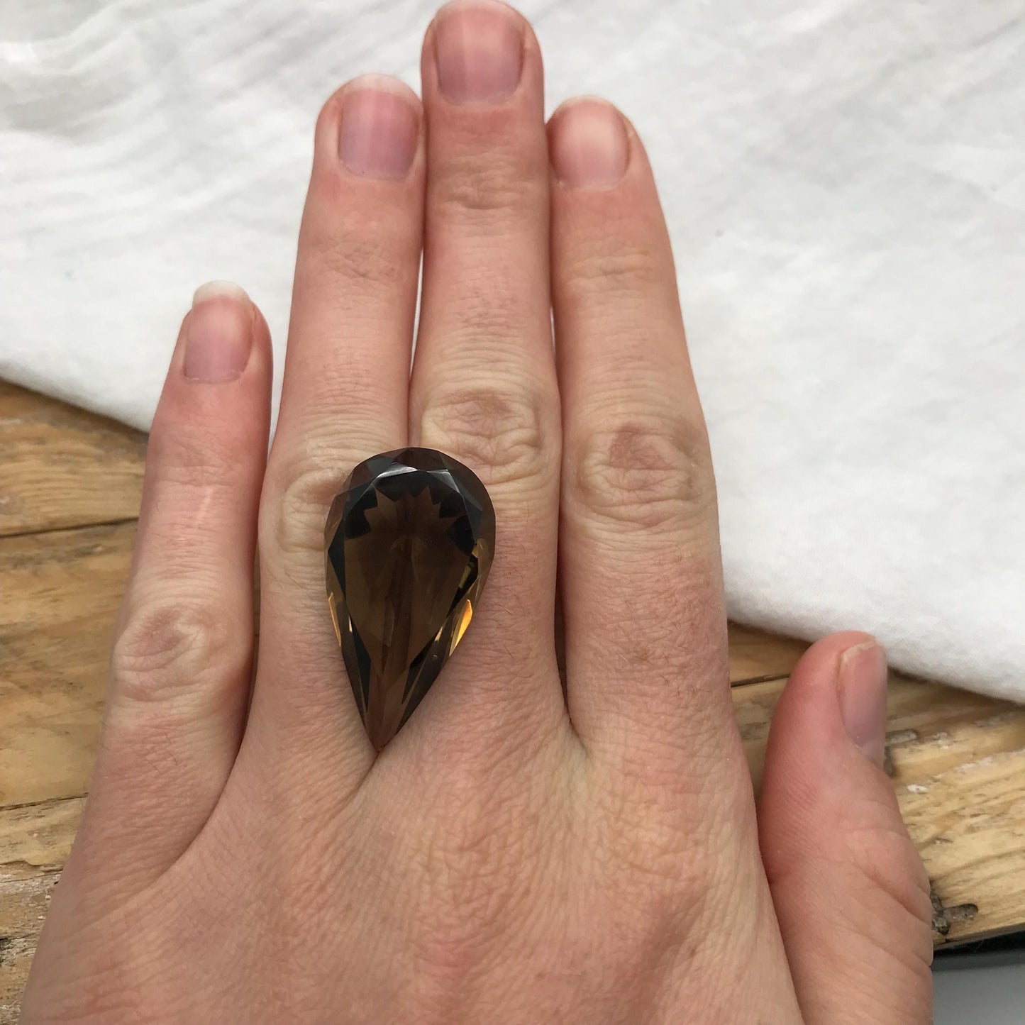 30 Ct Smoky Quartz 31x17.5 Pear cut Loose Brown Quartz with a Chip