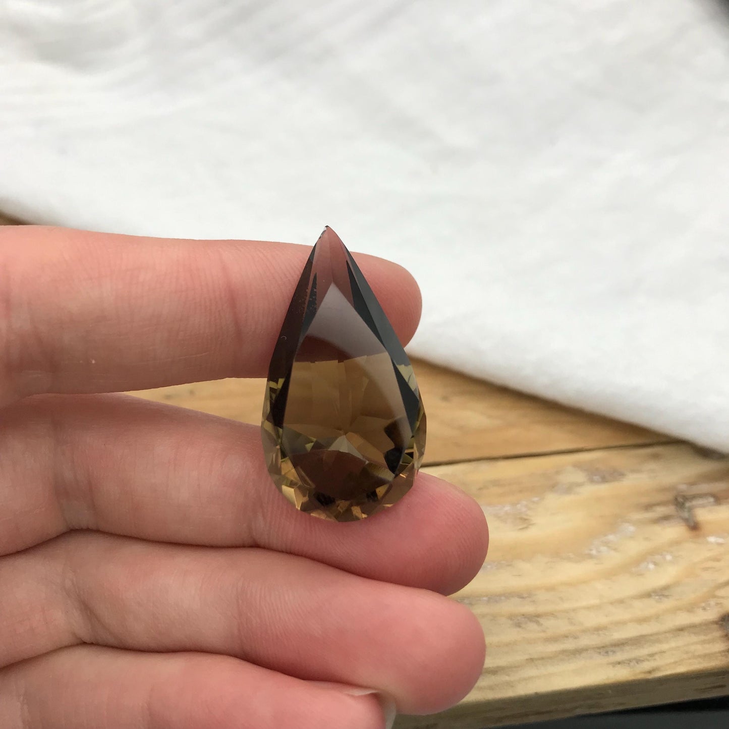 30 Ct Smoky Quartz 31x17.5 Pear cut Loose Brown Quartz with a Chip