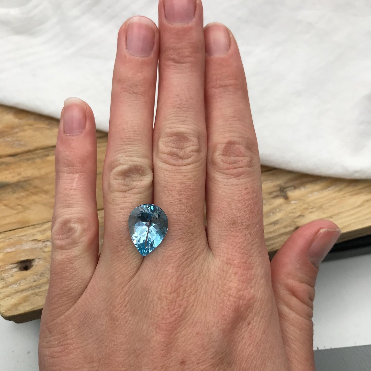 16x12mm Light Blue Topaz Pear Cut, 10 carat