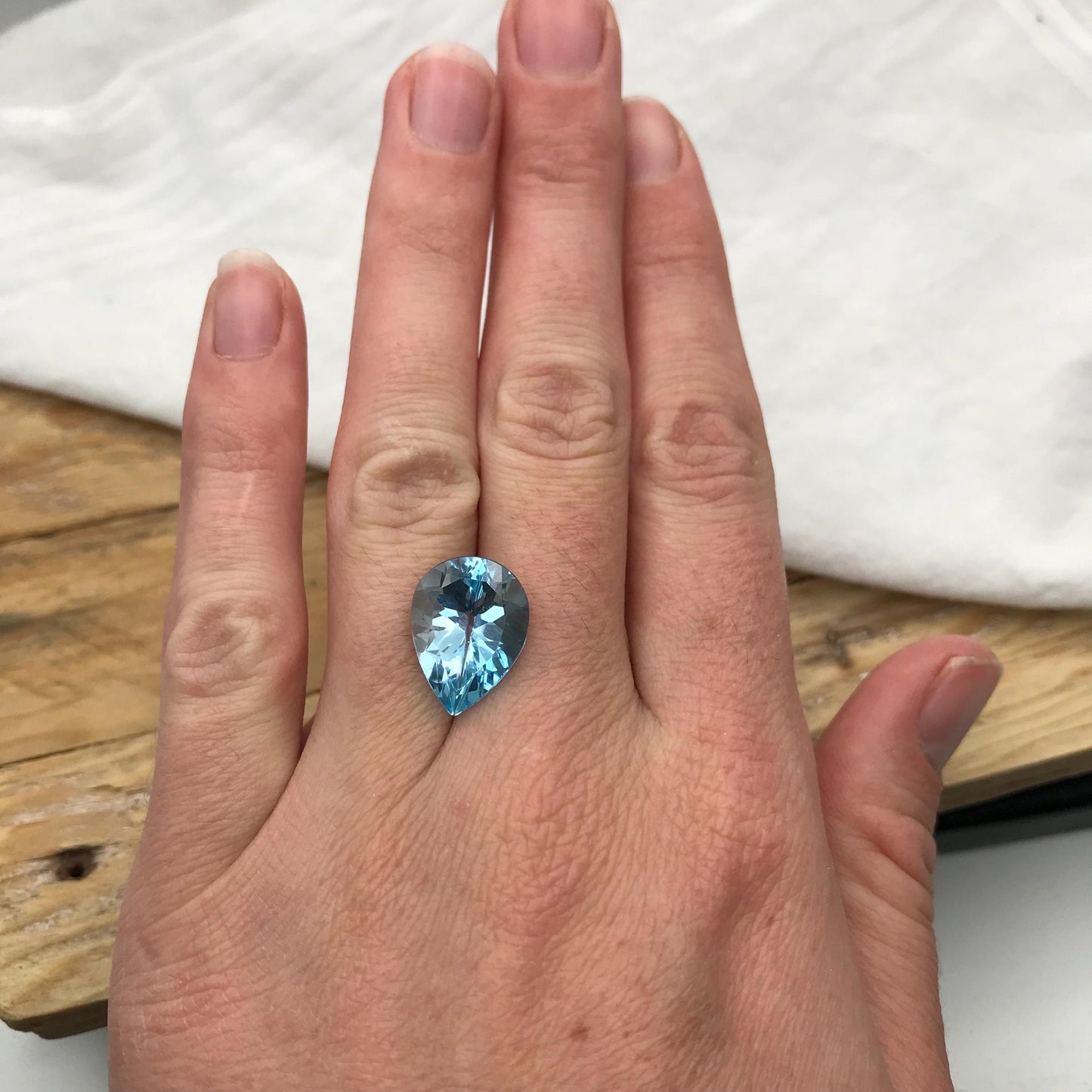 16x12mm Light Blue Topaz Pear Cut, 10 carat