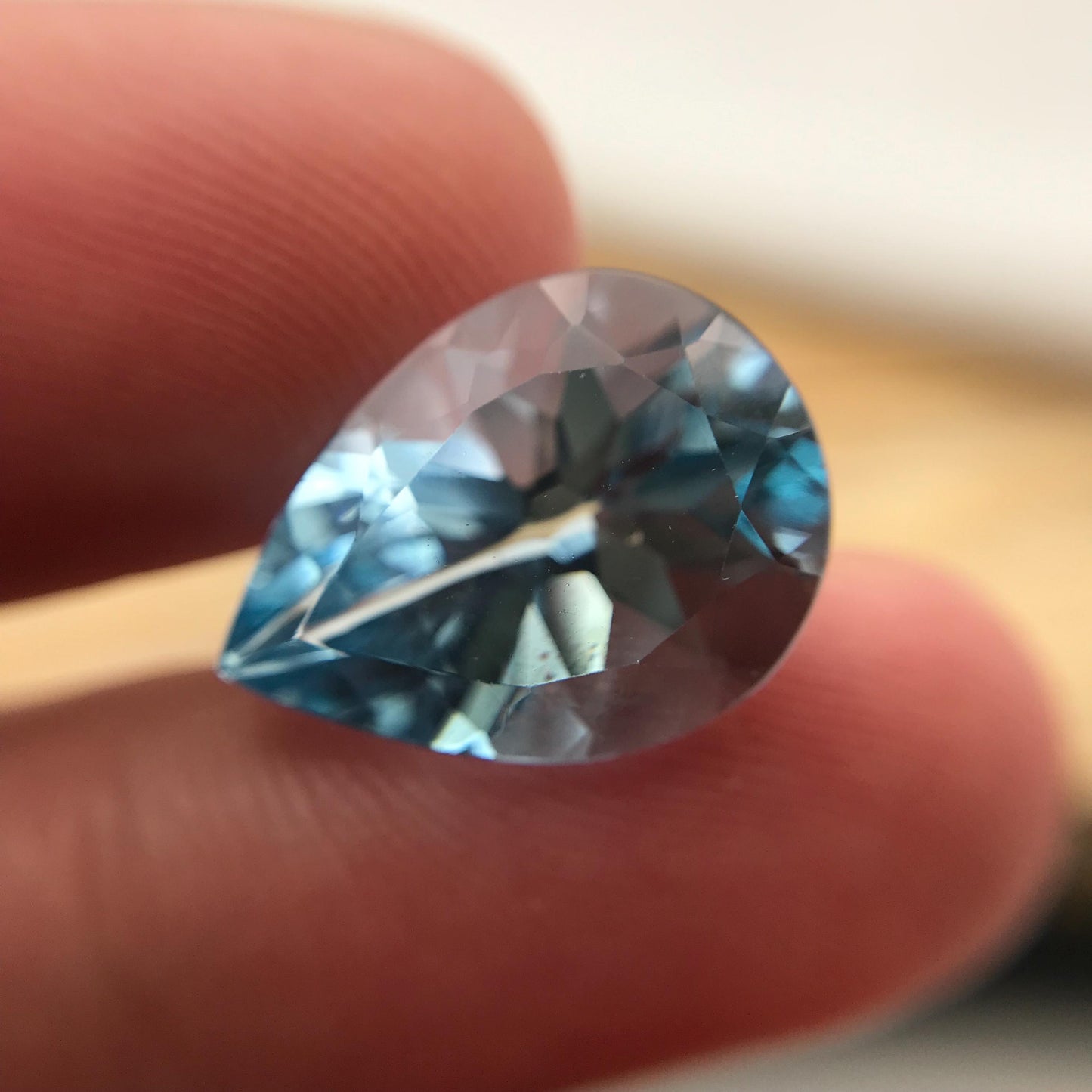 16x12mm Light Blue Topaz Pear Cut, 10 carat