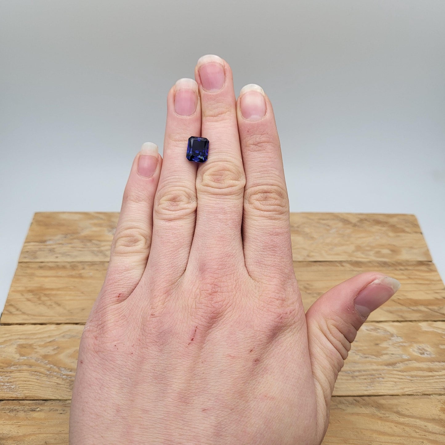 10x8mm Blue Lab Sapphire, 4.42 ct Brilliant Emerald Cut Rectangle Corundum, Faceted