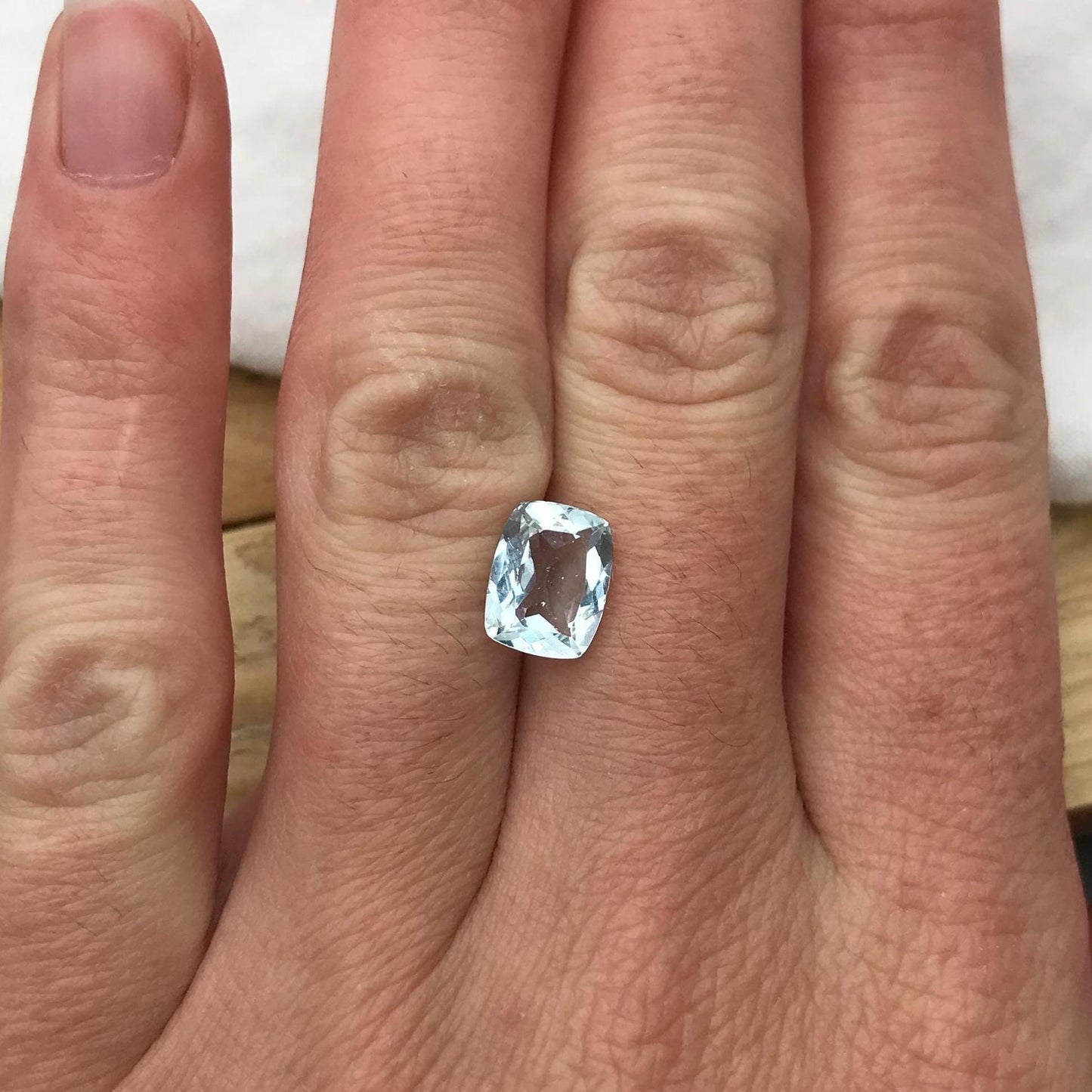 9x7mm Natural Light Blue Aquamarine 1.71 Carats Light Blue Cushion Cut Loose Gem