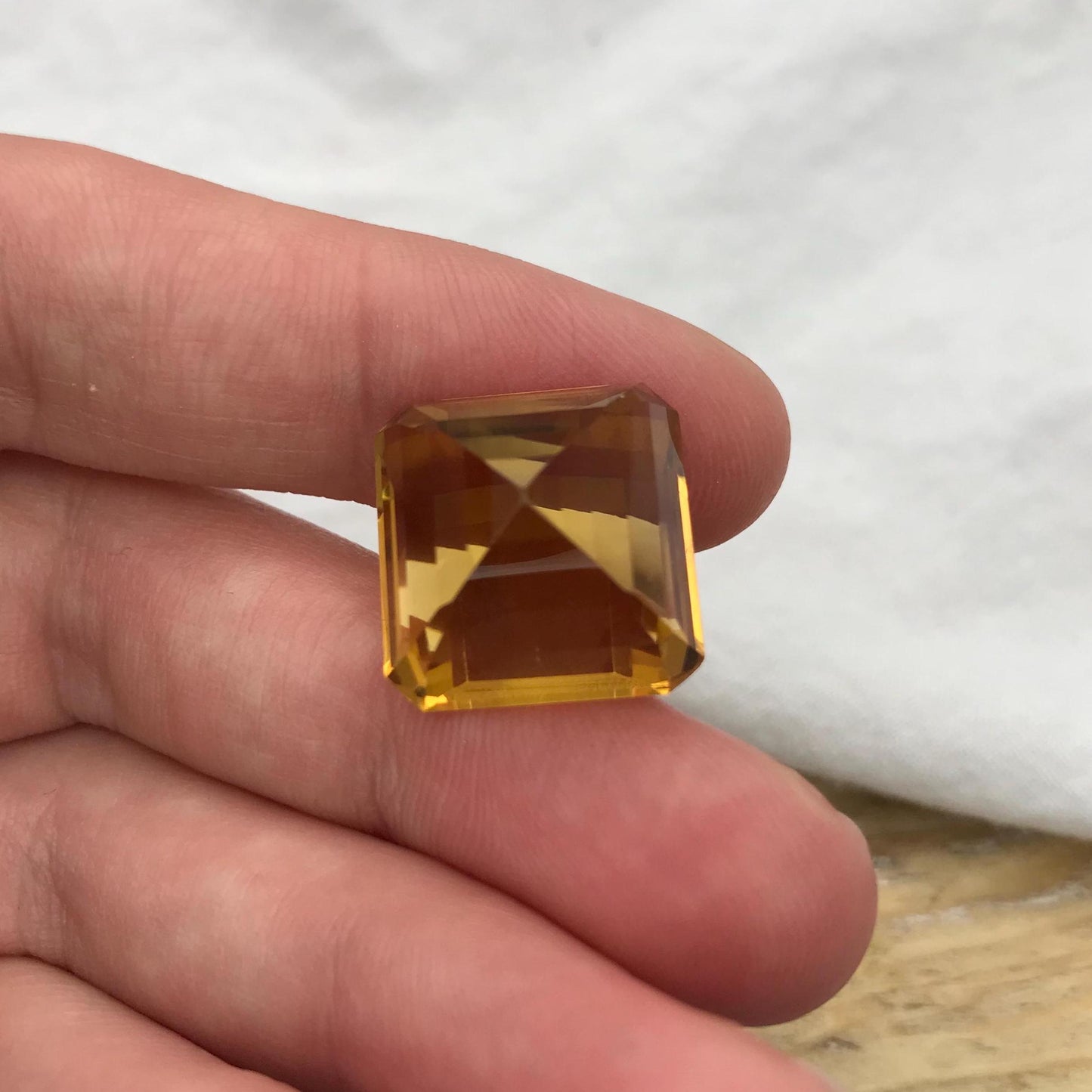16x17mm Golden Citrine 22.80 carat Emerald cut, Faceted Loose Step cut Gemstone