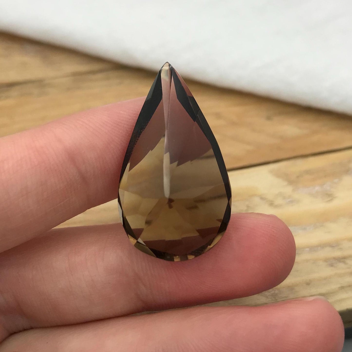 30 Ct Smoky Quartz 31x17.5 Pear cut Loose Brown Quartz with a Chip