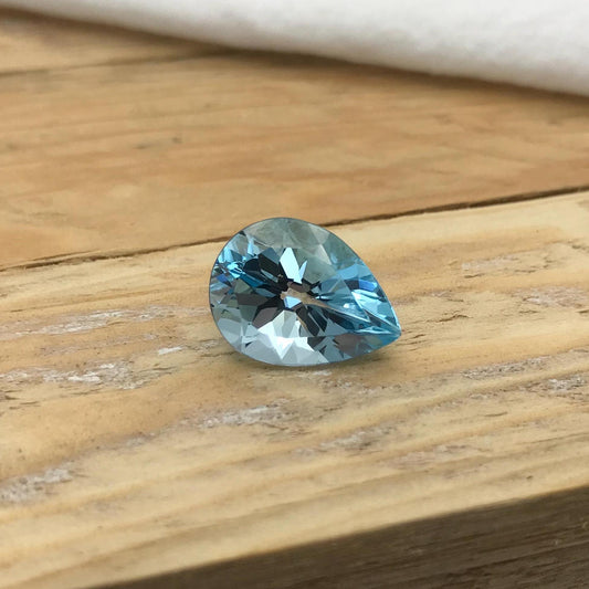 16x12mm Light Blue Topaz Pear Cut, 10 carat
