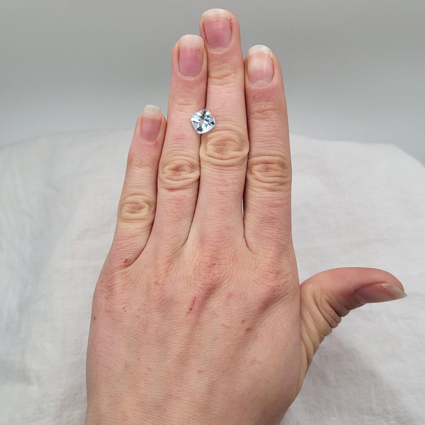 8mm Light Blue Aquamarine 2.05 carat Square Cushion Cut, Unmounted Faceted Loose Gemstone