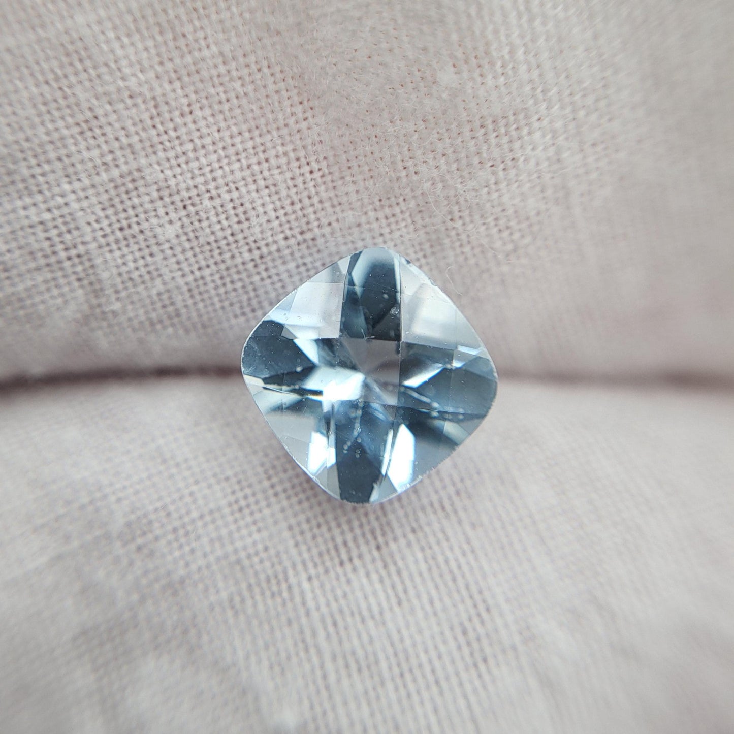 8mm Light Blue Aquamarine 2.05 carat Square Cushion Cut, Unmounted Faceted Loose Gemstone