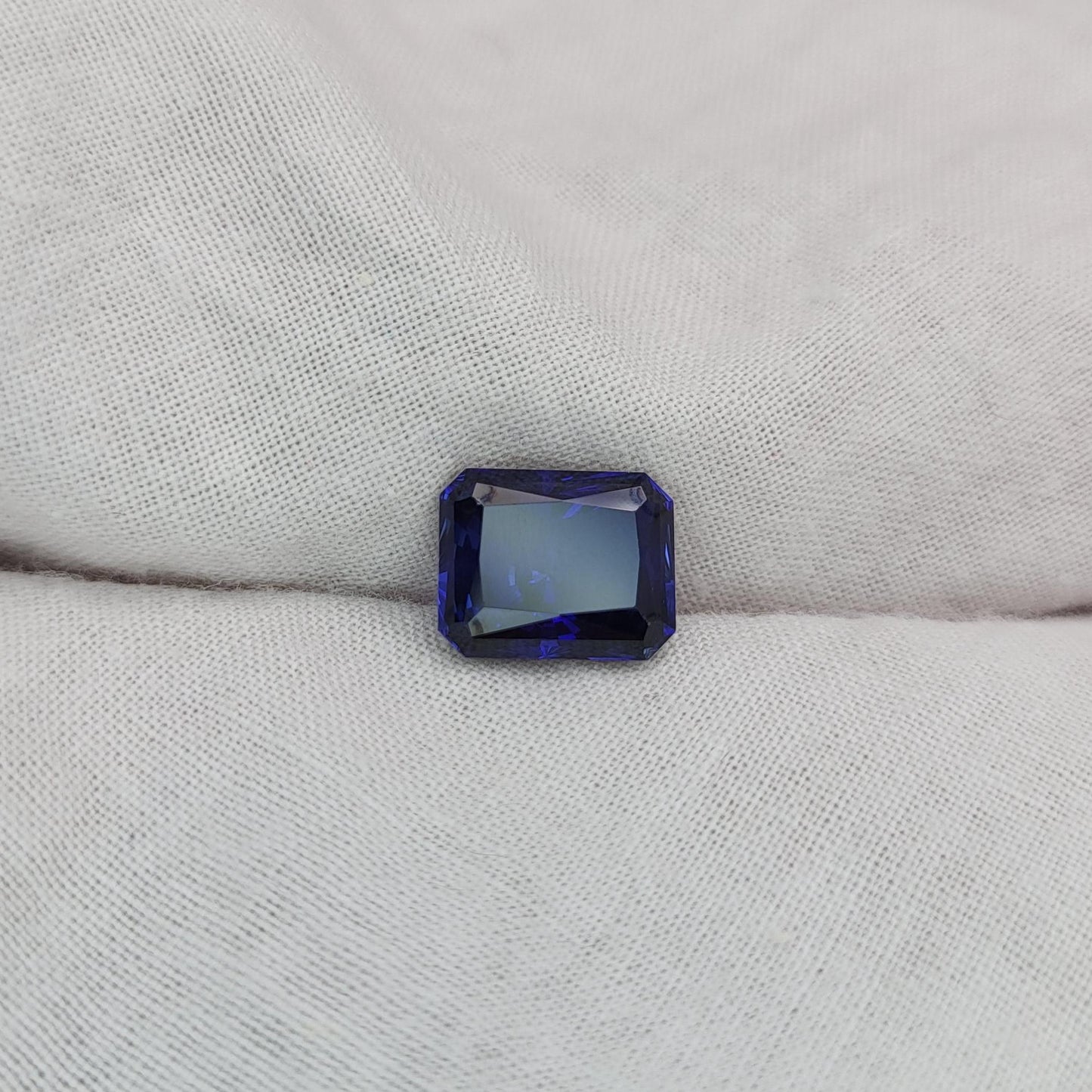 10x8mm Blue Lab Sapphire, 4.42 ct Brilliant Emerald Cut Rectangle Corundum, Faceted