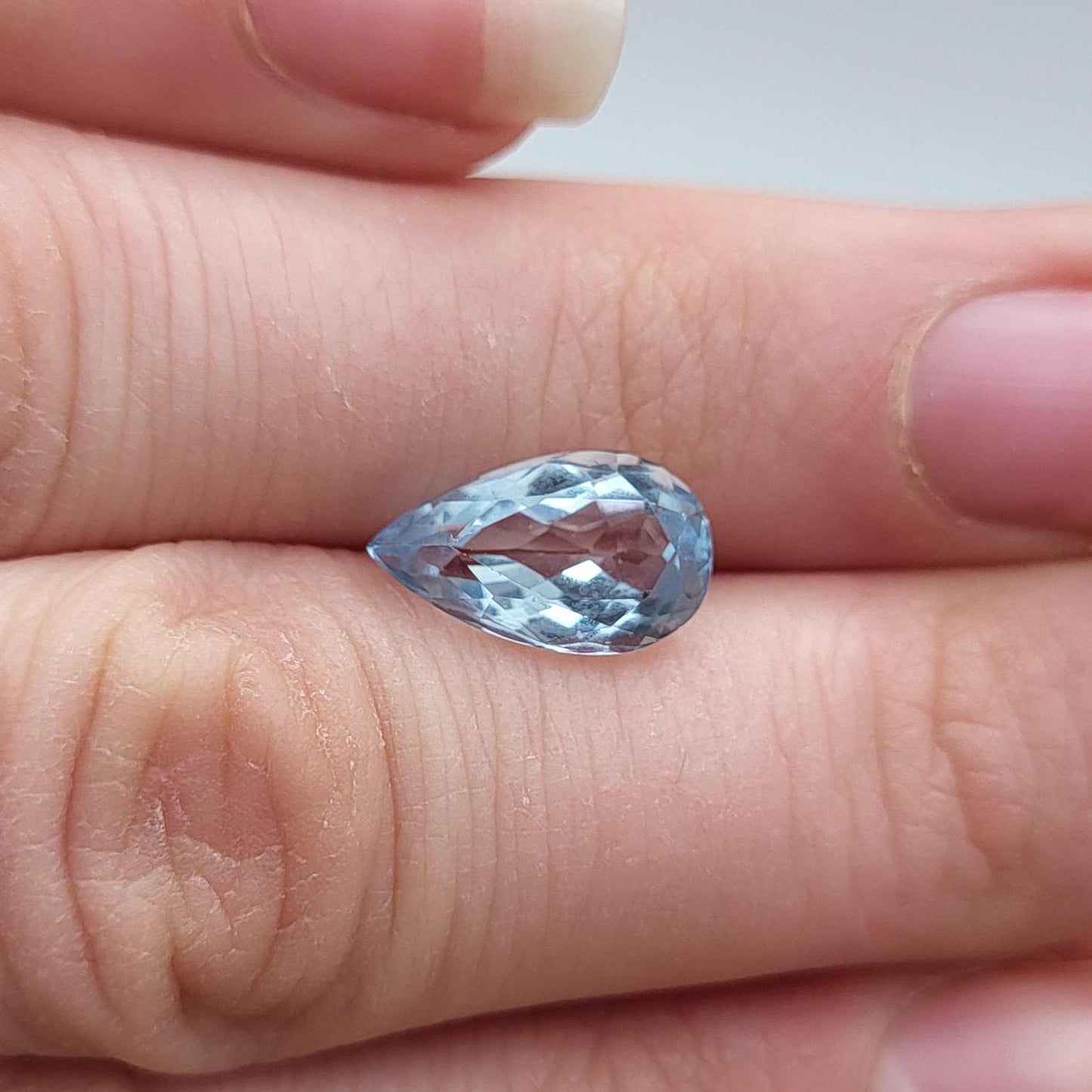 12x7mm Natural Aquamarine, 2.37 Carat, Light Blue Pear Cut Loose Faceted Gemstone