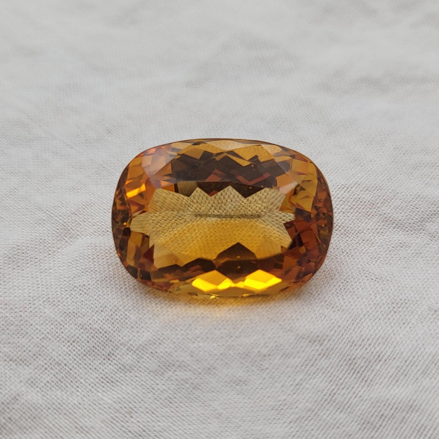 21.9x15.8mm Yellow-Orange Citrine, 24.57 Carat Cushion Cut Loose Faceted Gemstone
