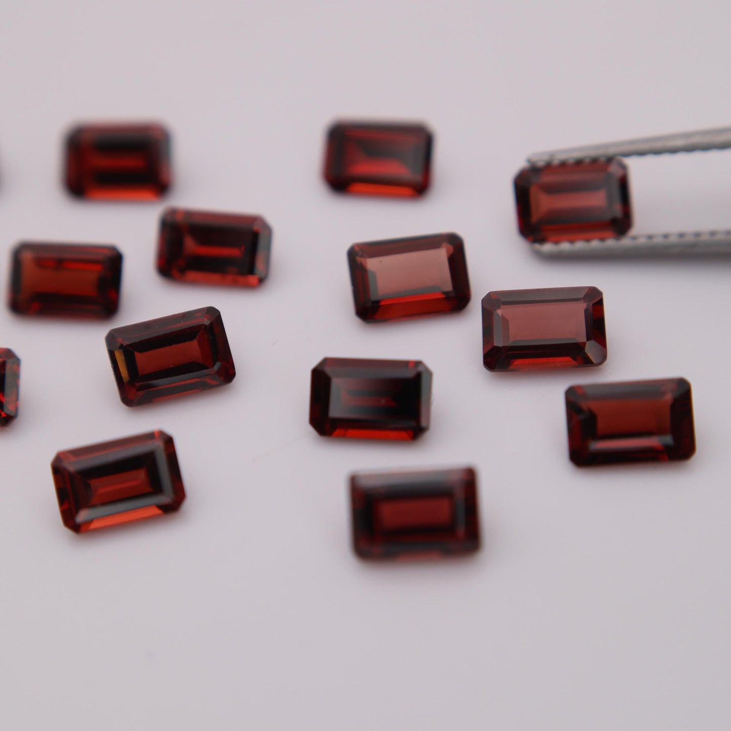 One 6x4mm Red Garnet Emerald Cut, Faceted Loose Gemstone