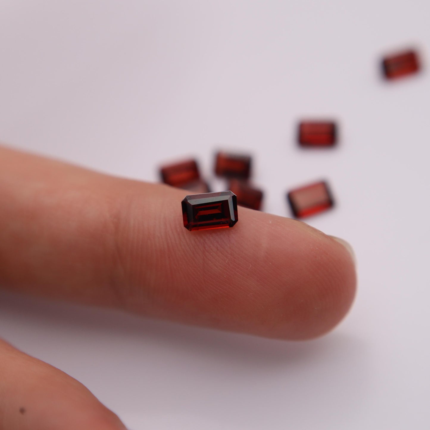 One 6x4mm Red Garnet Emerald Cut, Faceted Loose Gemstone