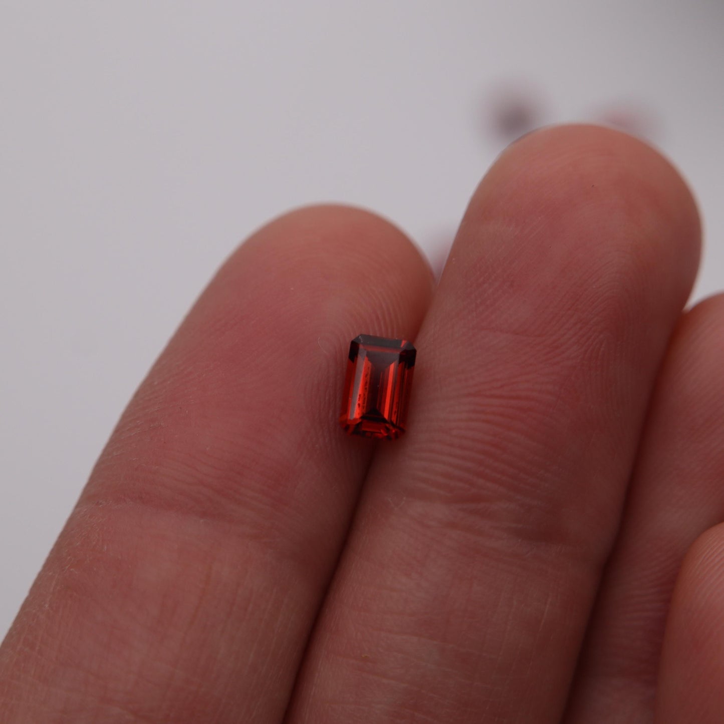 One 6x4mm Red Garnet Emerald Cut, Faceted Loose Gemstone