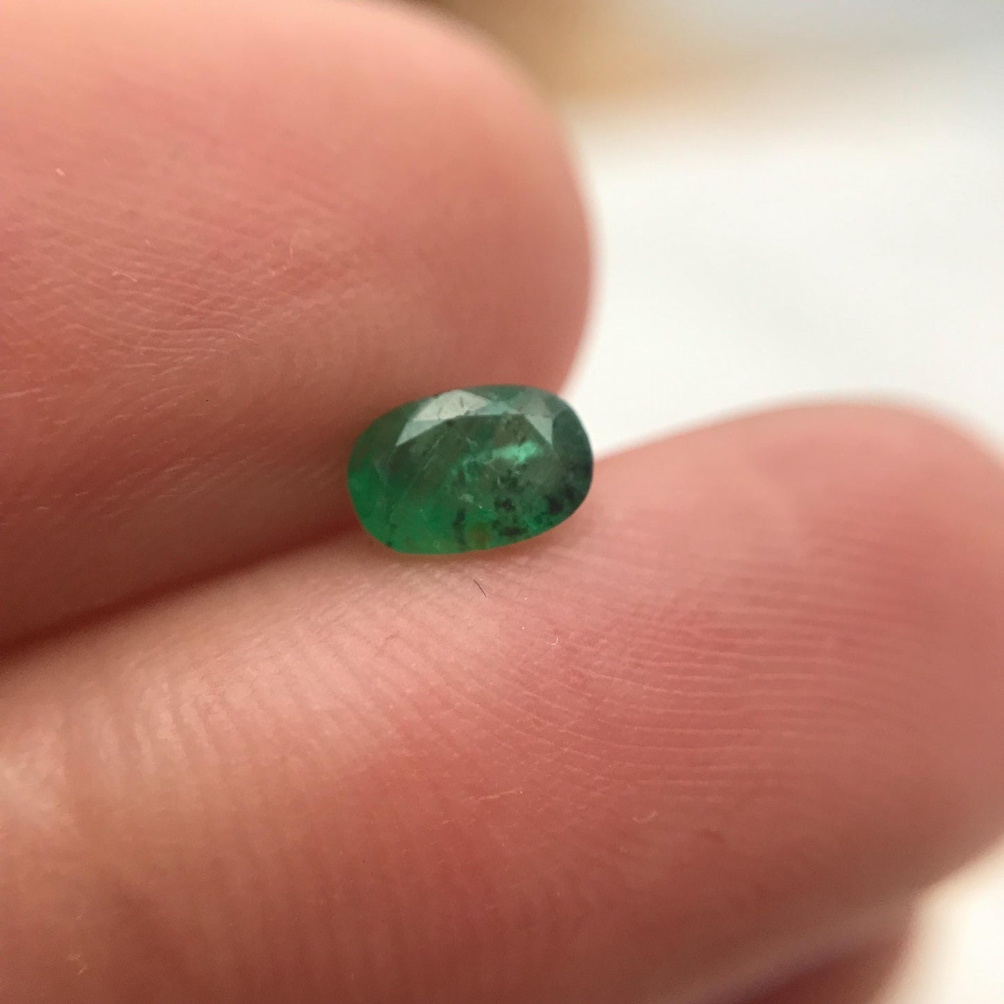 0.43 Natural Emerald 6x4mm Oval Cut Faceted Gem, Loose Recycled Gemstone