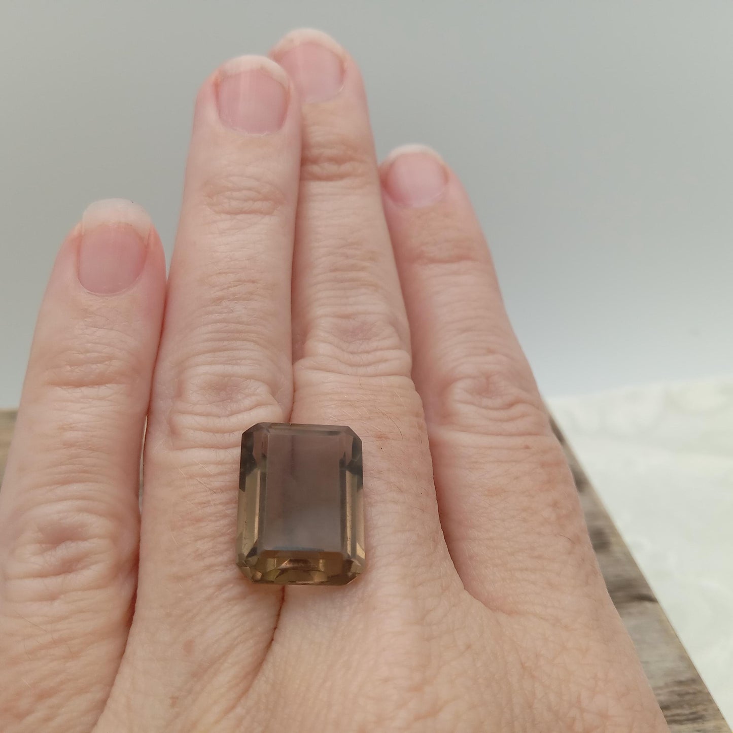 11.43 Carat Smoky Quartz 16x12mm Emerald cut, Faceted Loose Light Brown Gemstone