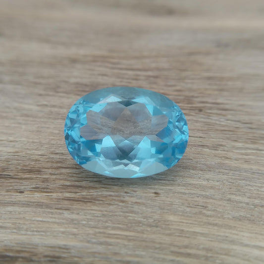15.9x11.7mm Blue Topaz 11.63 carat Oval Cut Loose, Gemstone Blue Topaz, Faceted Blue Topaz, December Birthstone 16x12mm