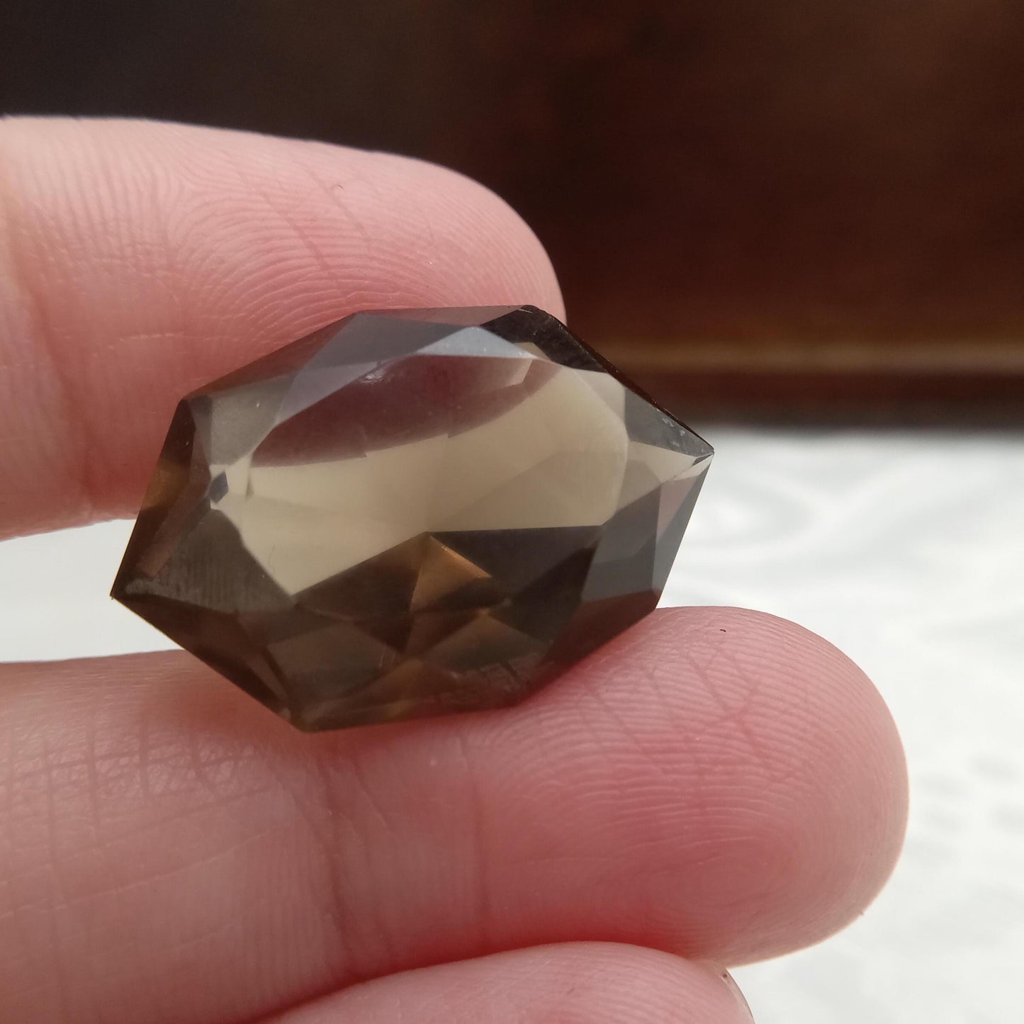 23.81 carat Natural Smoky Quartz, 25.3x17.4mm Fancy Cut Loose Stone Gemstone Brown Gem 25x17mm