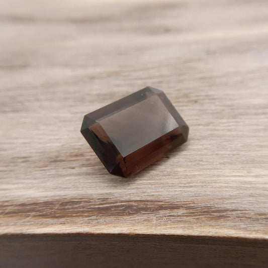 18x13mm 13.07 Carat Smoky Quartz 17.9x13.0mm Emerald cut, Faceted Loose Dark Brown Gemstone