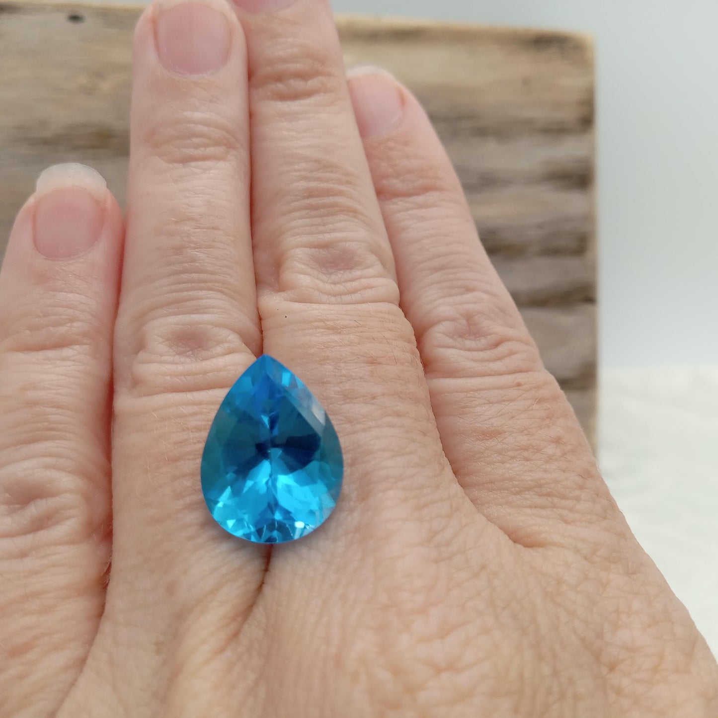 16x12mm 15.9x11.8mm Blue Topaz Pear Cut, 10.37 carat Loose Faceted Gem, Natural Topaz, US Seller 16x12