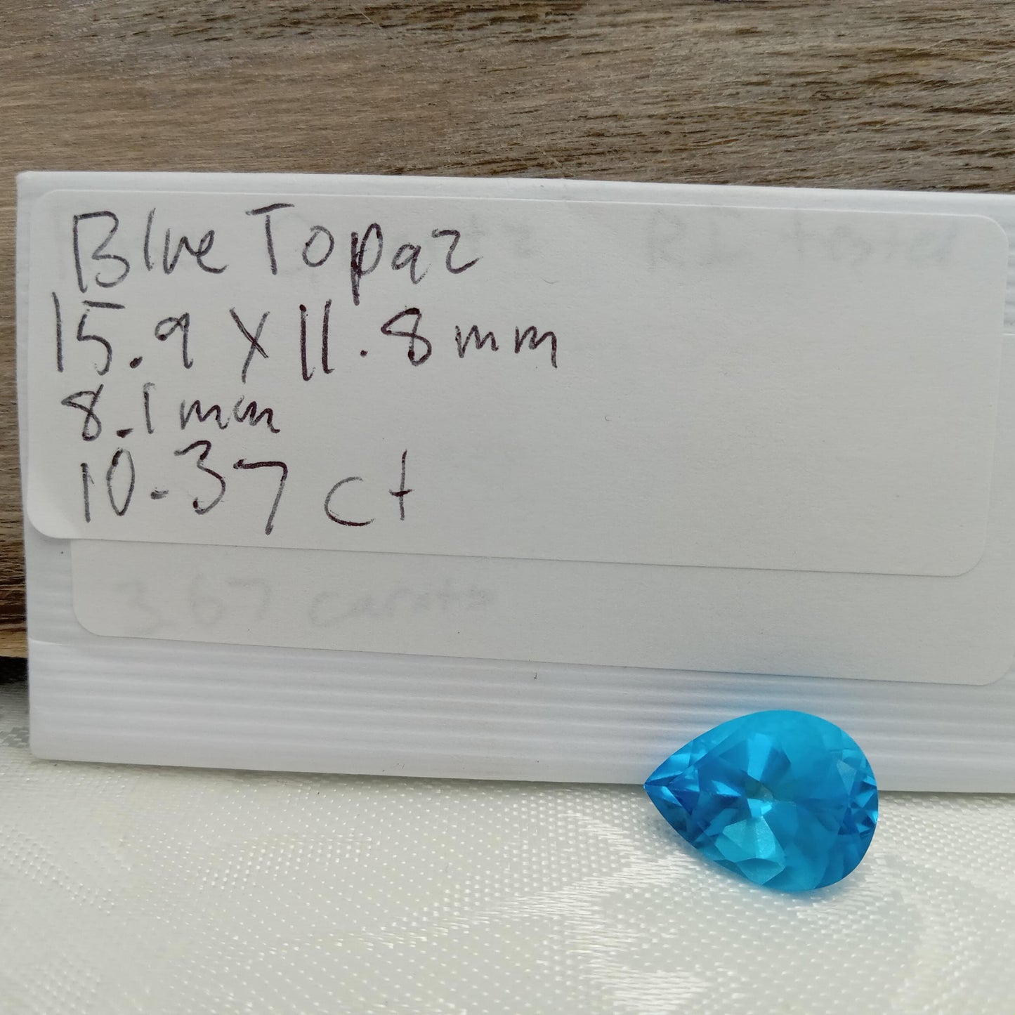 16x12mm 15.9x11.8mm Blue Topaz Pear Cut, 10.37 carat Loose Faceted Gem, Natural Topaz, US Seller 16x12