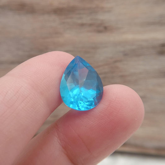 16x12mm 15.9x11.8mm Blue Topaz Pear Cut, 10.37 carat Loose Faceted Gem, Natural Topaz, US Seller 16x12