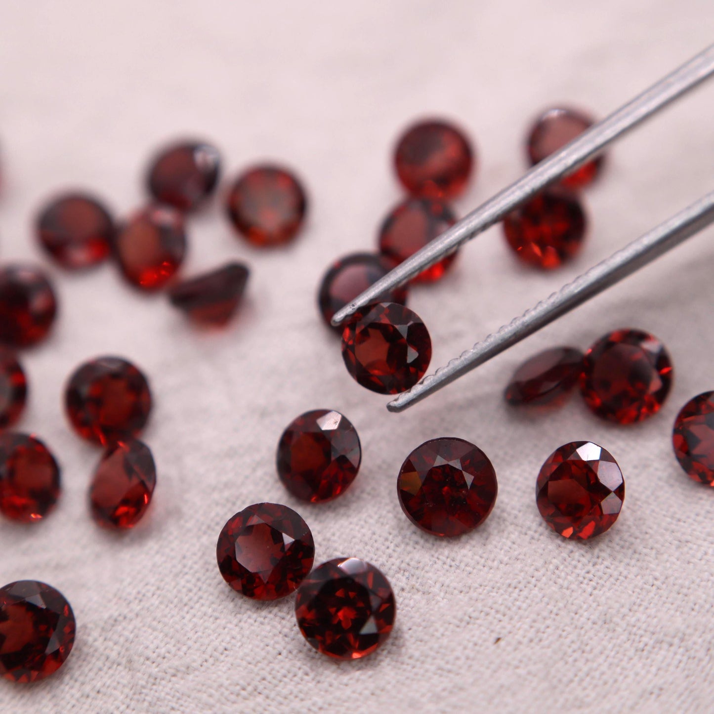 One 5mm Red Garnet Round Cut, Faceted Loose Gemstone