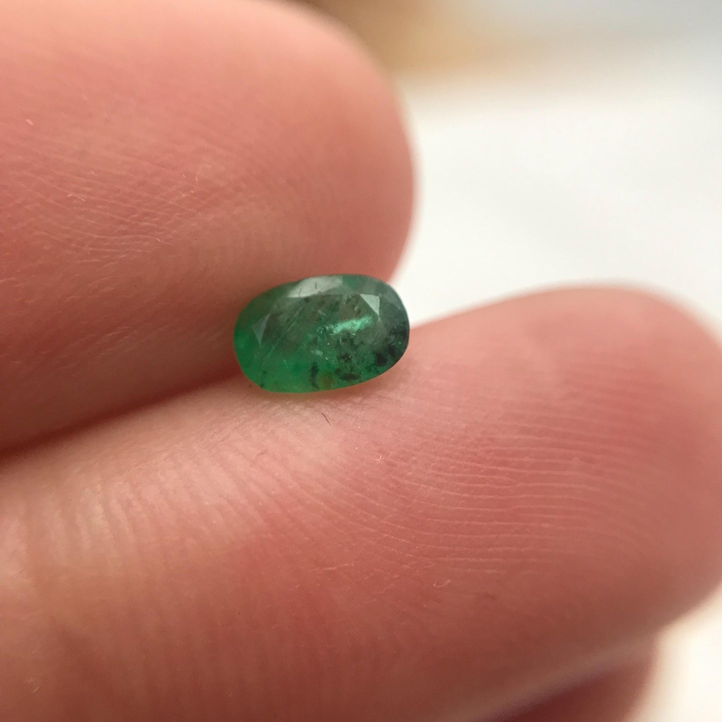 0.43 Natural Emerald 6x4mm Oval Cut Faceted Gem, Loose Recycled Gemstone