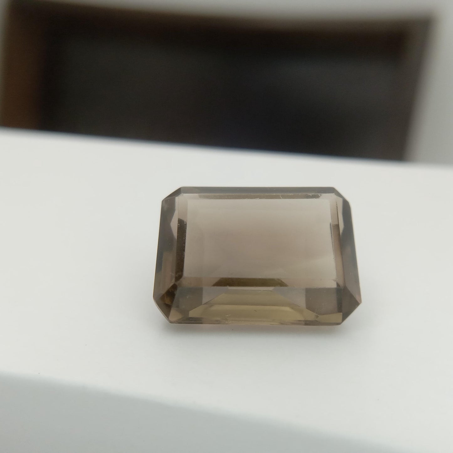 11.43 Carat Smoky Quartz 16x12mm Emerald cut, Faceted Loose Light Brown Gemstone