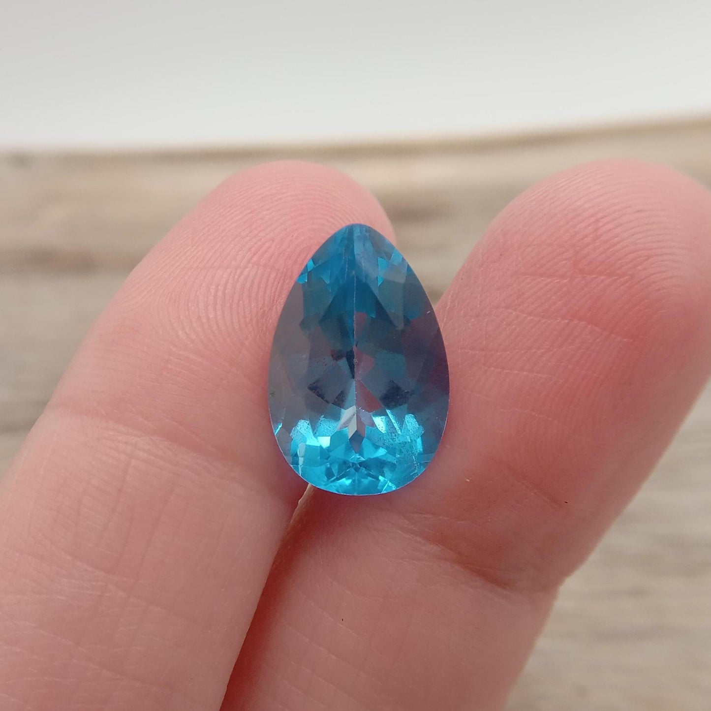 15x10mm 14.9x9.8mm Blue Topaz Pear Cut, 7.92 carat Loose Faceted Gem, Natural Topaz, US Seller