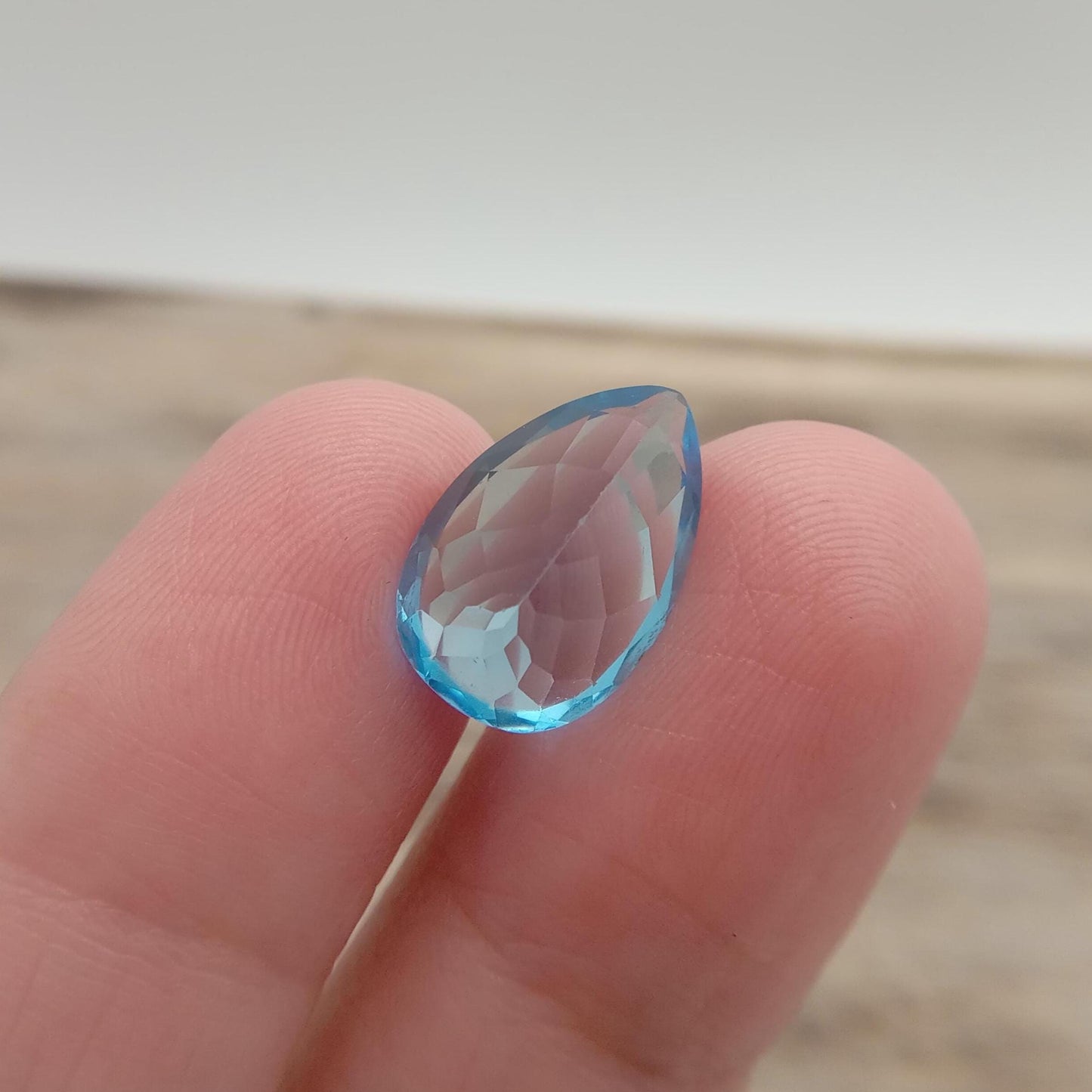 15x10mm 14.9x9.8mm Blue Topaz Pear Cut, 7.92 carat Loose Faceted Gem, Natural Topaz, US Seller