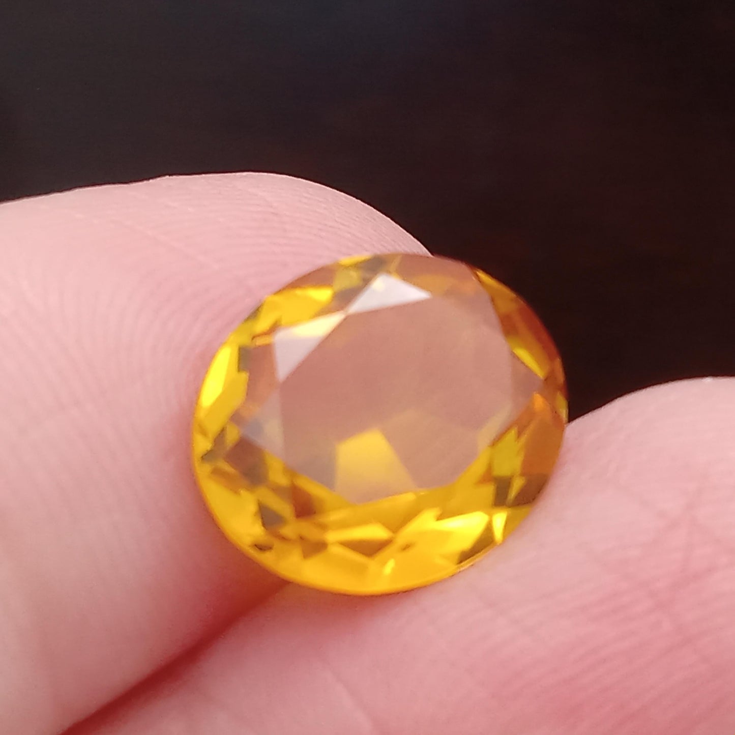 12x10mm Orangey Yellow Lab Sapphire 5.38 Carat Oval Cut, Faceted Loose Synthetic Corundum