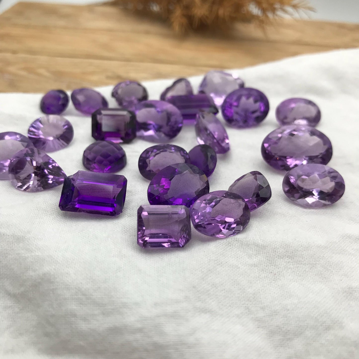 143 carat Lot of Amethyst, Discount Worn Amethyst, 24 pieces, Faceted, Recycled, Chipped, Preformed Facet Rough