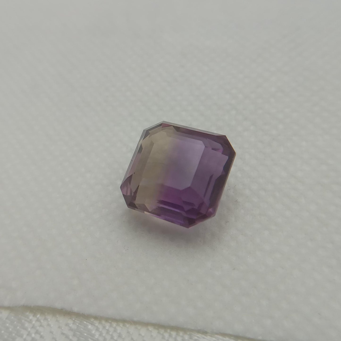 14mm square 14.19 Carat Ametrine 13.8x13.7mm Radiant Cut, Faceted Loose Bi-Color Gemstone Yellow/Purple