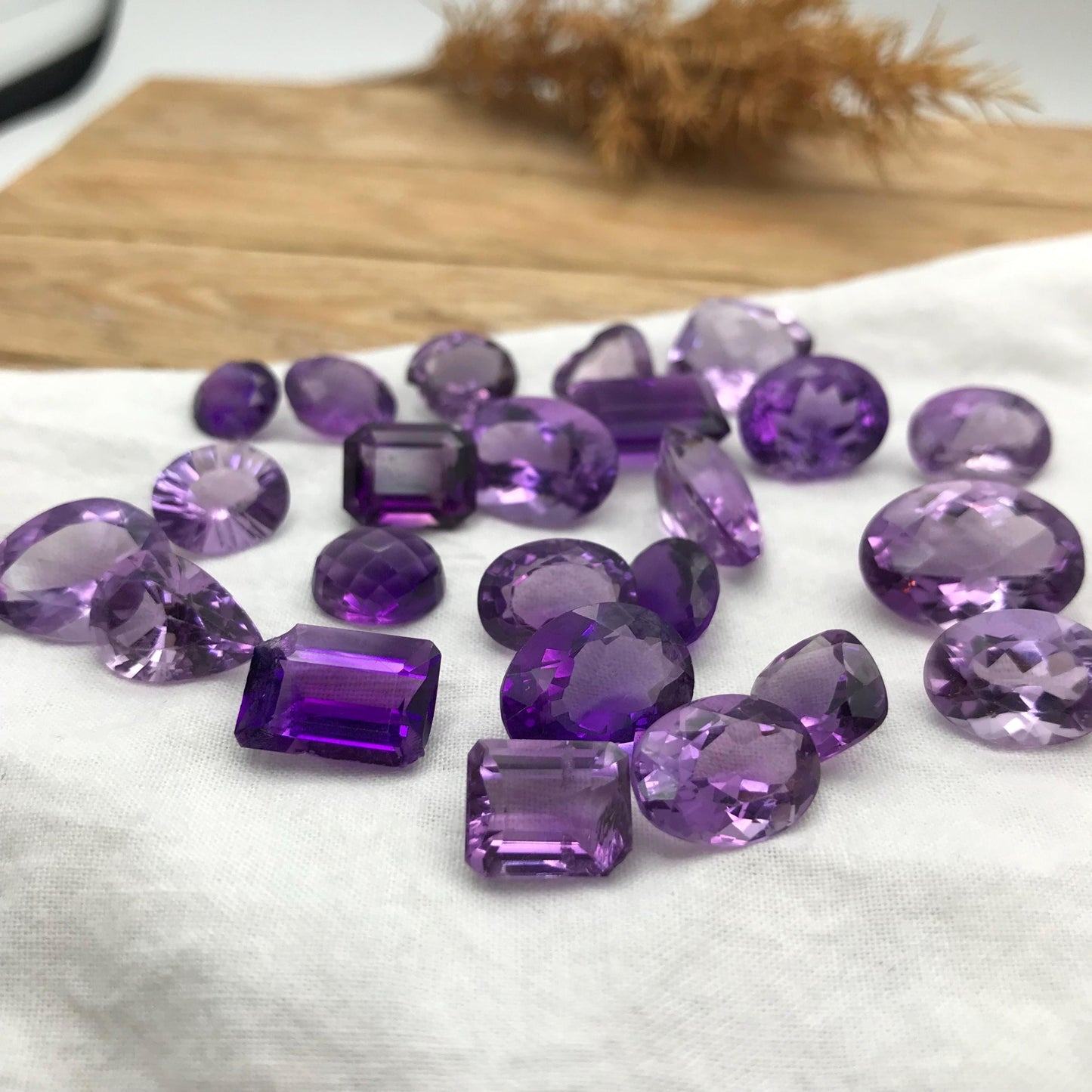 143 carat Lot of Amethyst, Discount Worn Amethyst, 24 pieces, Faceted, Recycled, Chipped, Preformed Facet Rough