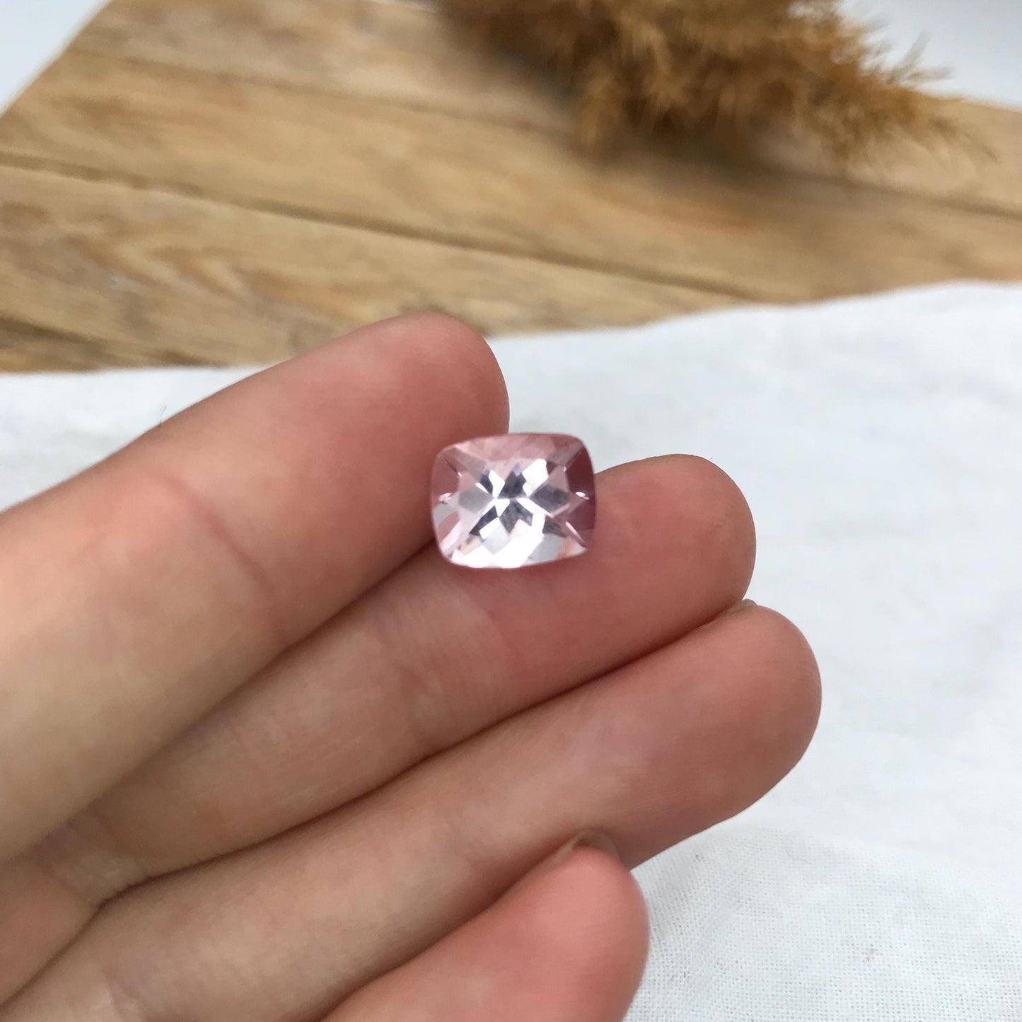 Morganite 10x8mm 2.99 Cushion Rectangle Cut Purplish Pink Loose Gem Imperfect Gemstone