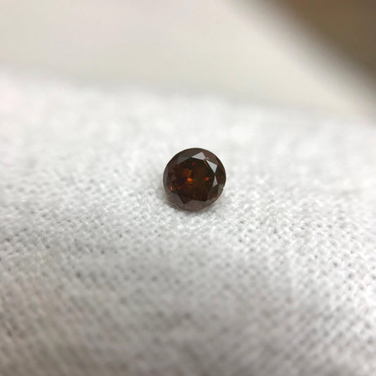 3.2mm Round Brown Orange Diamond, 0.15 Carat Natural Loose Diamond April Birthstone, Tiny Amber 3mm Diamond
