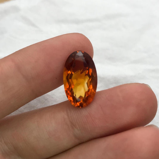 17x10 Orange Citrine 7.69 Carat Oval Cut, Faceted Loose Gemstone