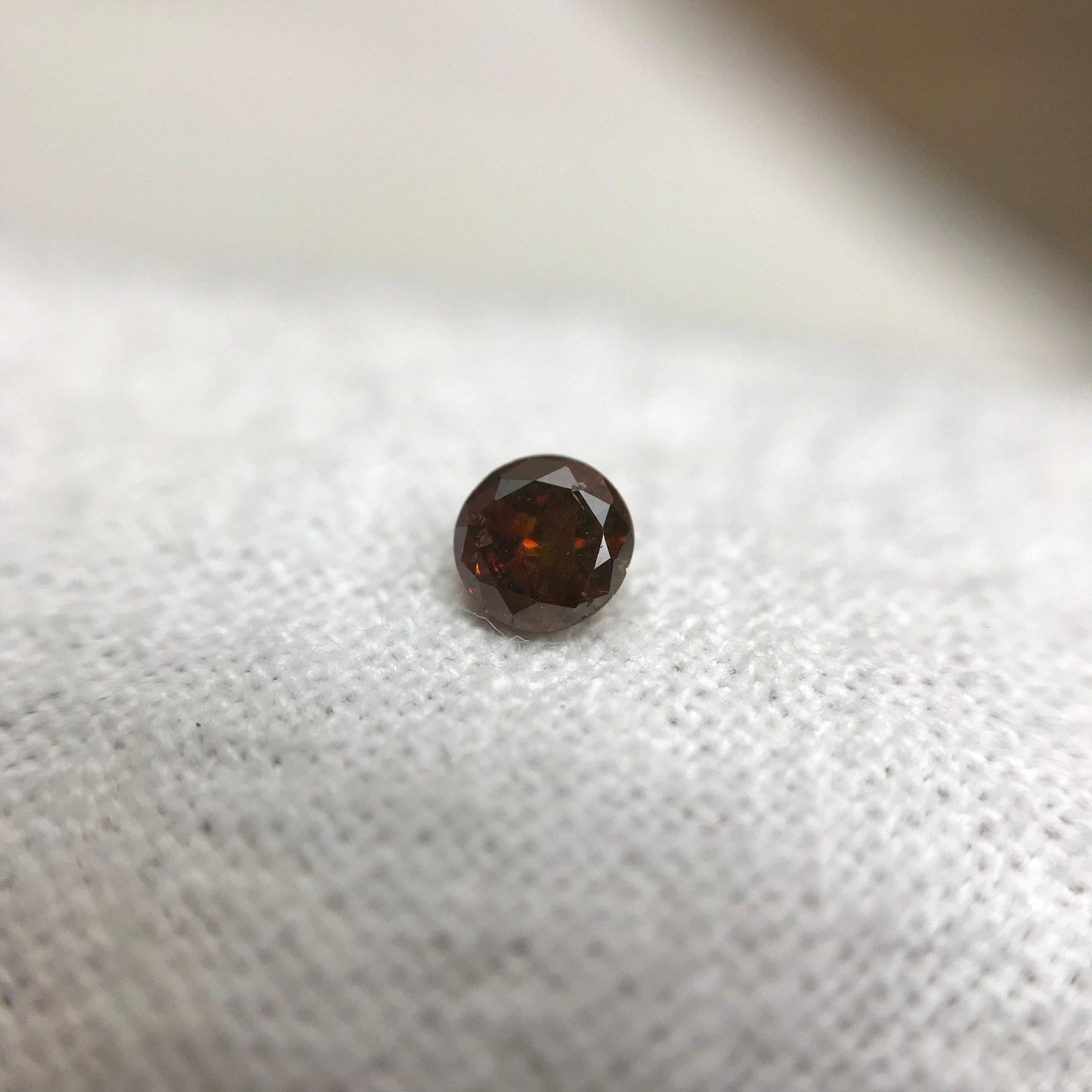 3.2mm Round Brown Orange Diamond, 0.15 Carat Natural Loose Diamond April Birthstone, Tiny Amber 3mm Diamond