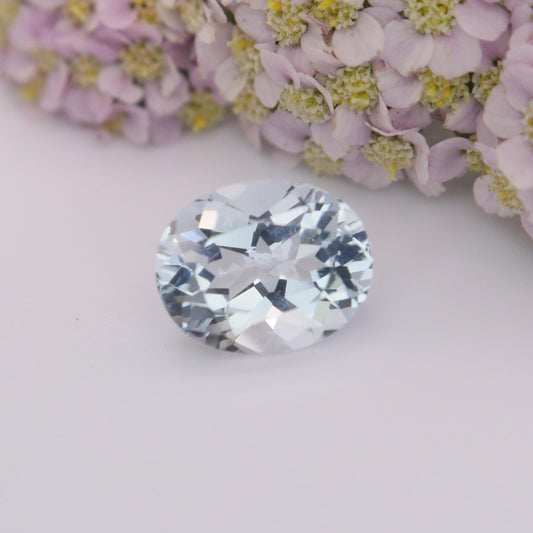 10x8mm Light Blue Aquamarine, 2.5 Carat Oval Cut, Natural Loose Faceted Gemstone