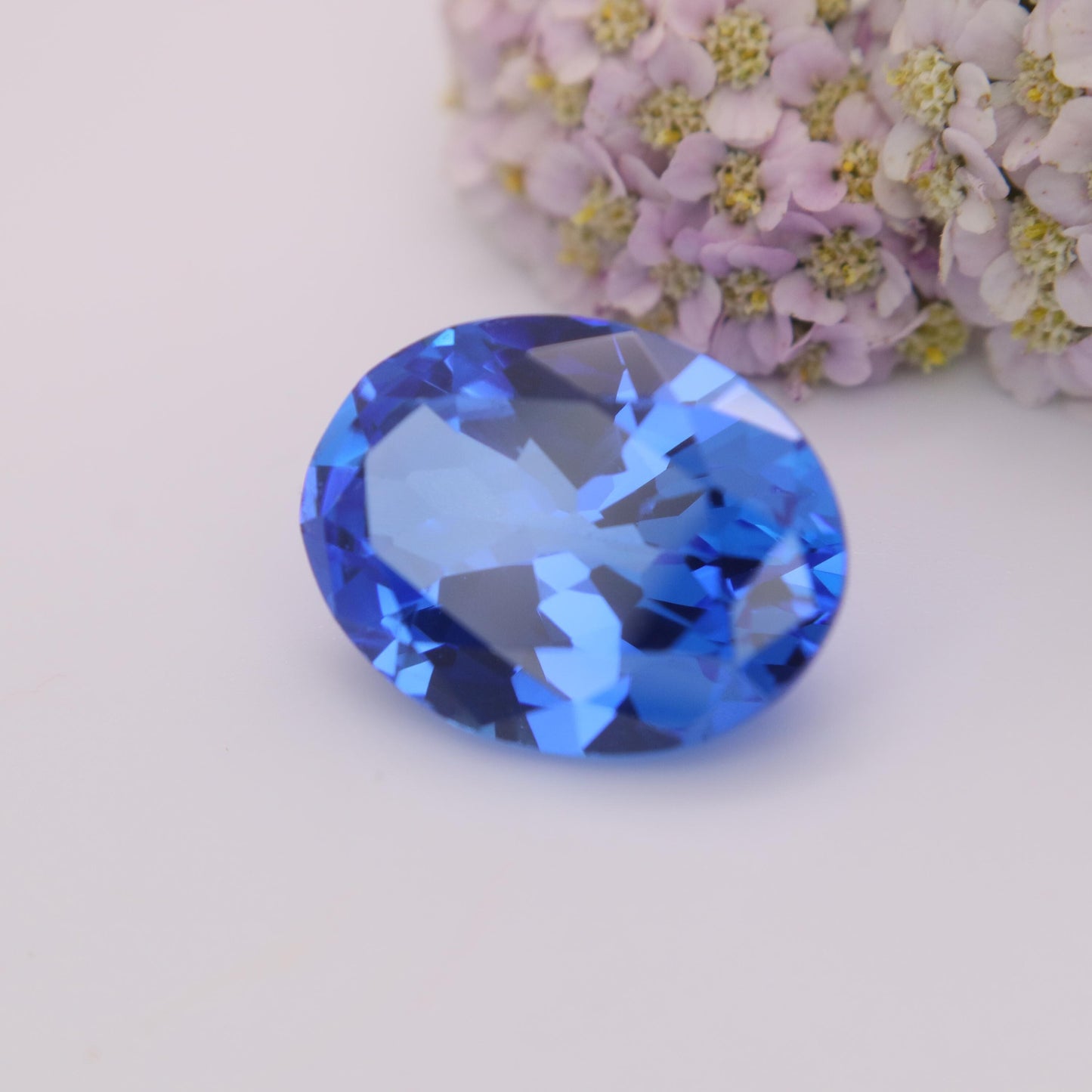 Lab Created Blue Spinel 9.40 Carat Man Made Spinel, 15.6x11.8mm Oval cut, Faceted Loose Synthetic Spinel
