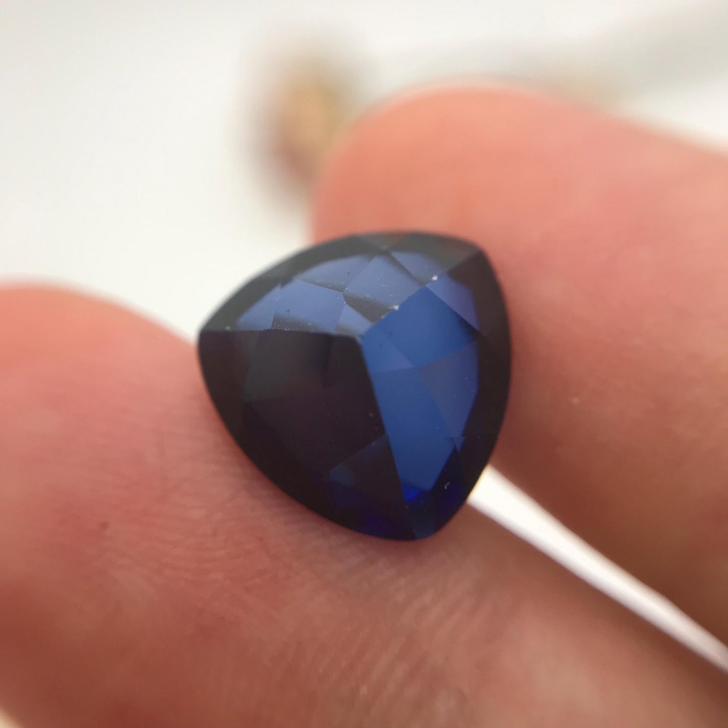 12mm Lab Created Blue Sapphire 7.65 Carat Trillion Cut, For Jewelry, Synthetic Sapphire, Loose Gemstone, Recycled Gemstone