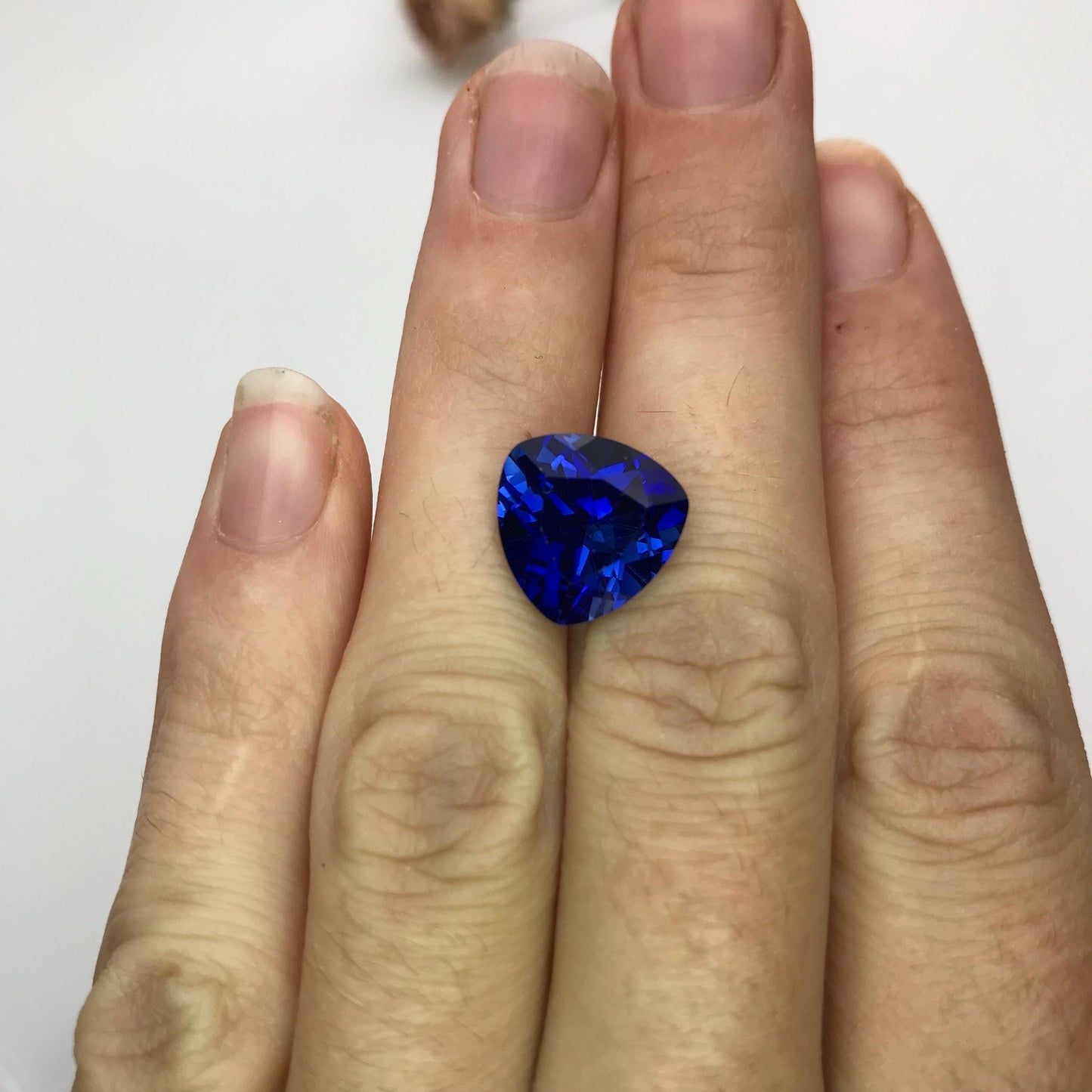 12mm Lab Created Blue Sapphire 7.65 Carat Trillion Cut, For Jewelry, Synthetic Sapphire, Loose Gemstone, Recycled Gemstone
