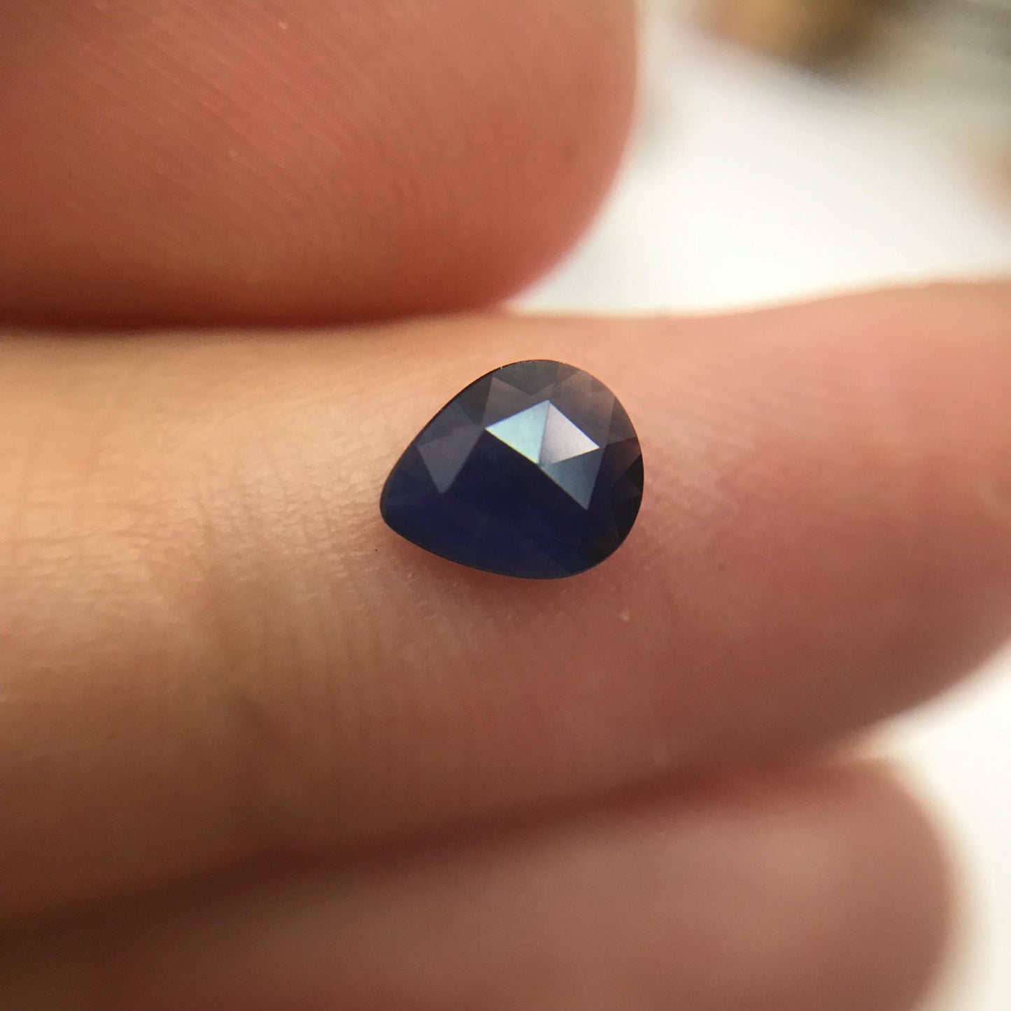 0.53 carat Natural Blue Sapphire Pear Corundum Faceted Loose Gemstone, Dark Blue, 1/2 carat