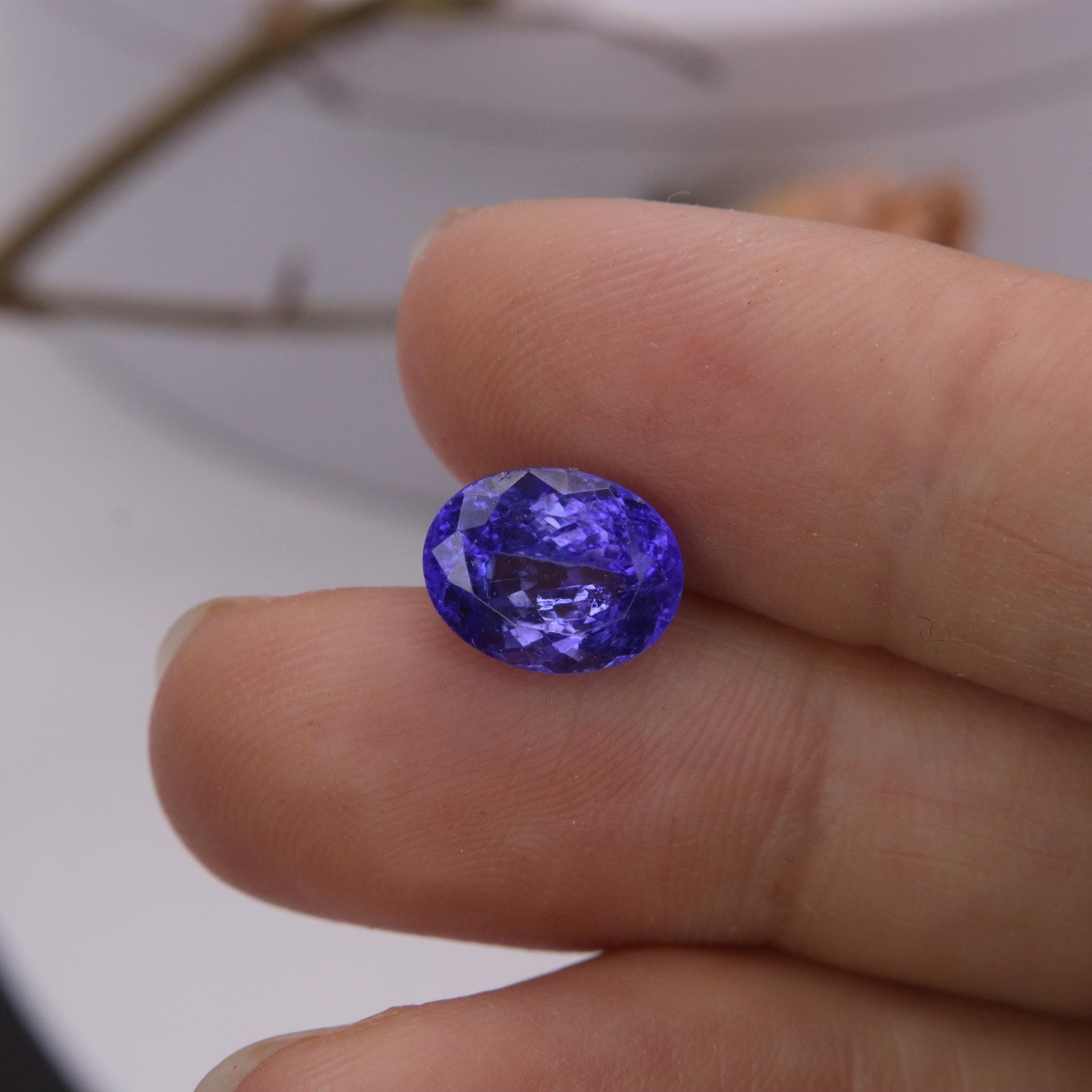 10x8mm Violet Blue Tanzanite 3.36 carat Oval Cut, Faceted Loose Gemstone