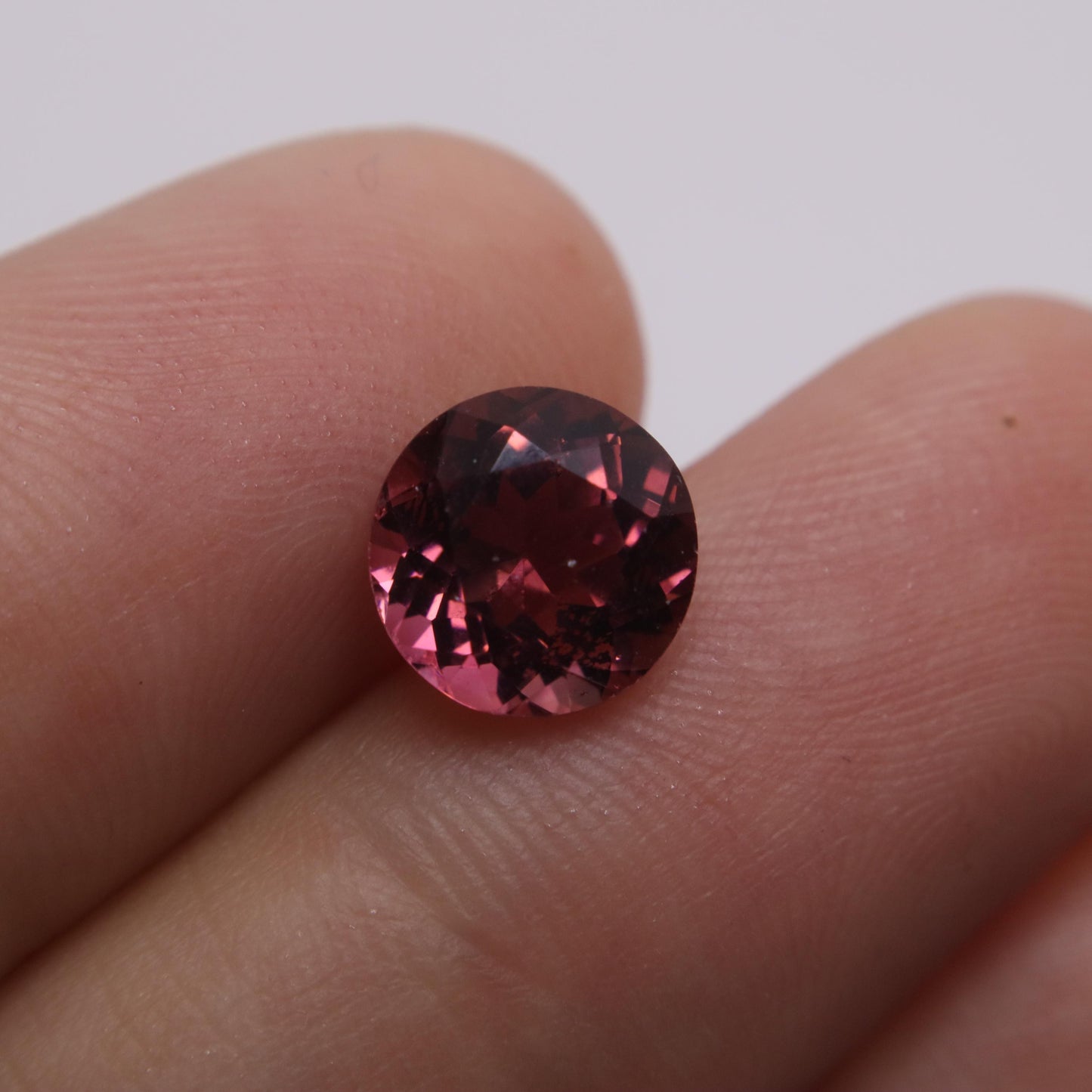 8mm Reddish Pink Tourmaline 2 Carat Round Cut, Faceted Loose Gemstone for Jewelry Setting