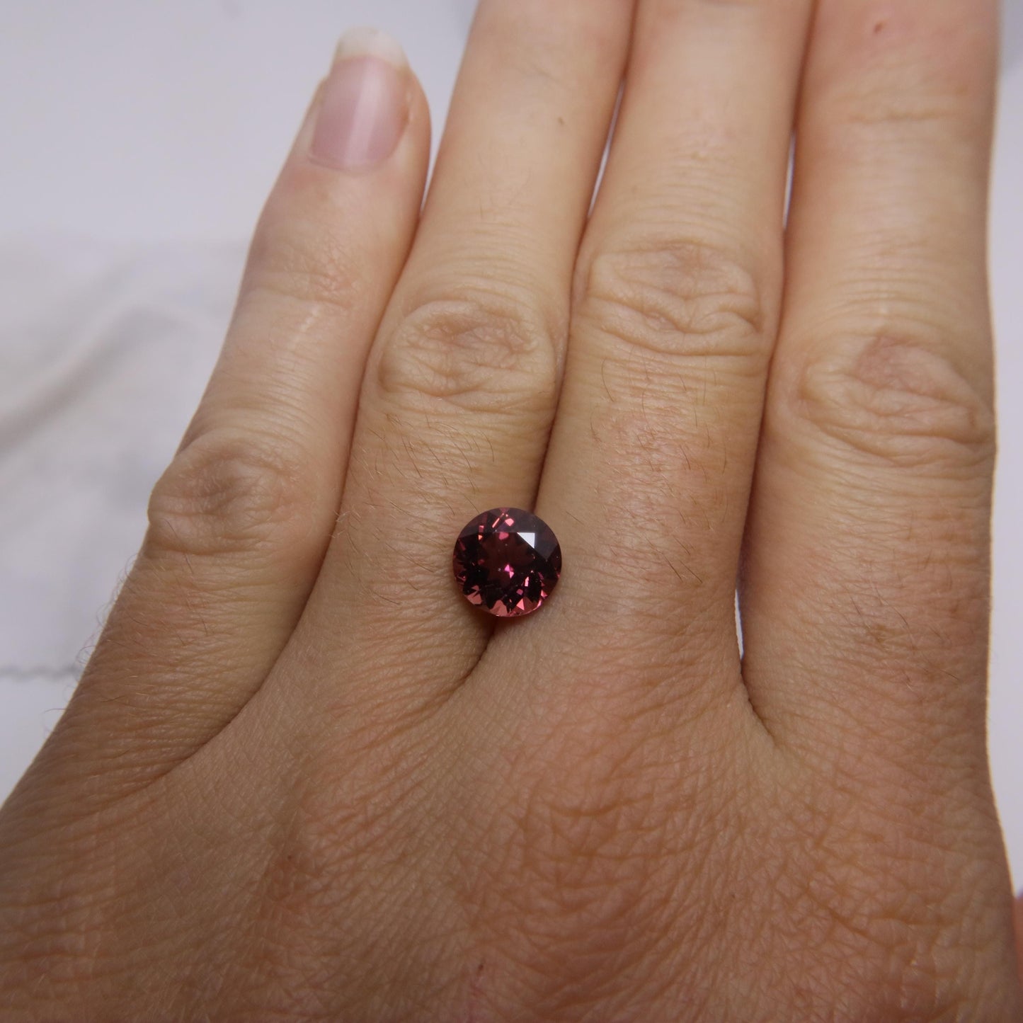 8mm Reddish Pink Tourmaline 2 Carat Round Cut, Faceted Loose Gemstone for Jewelry Setting