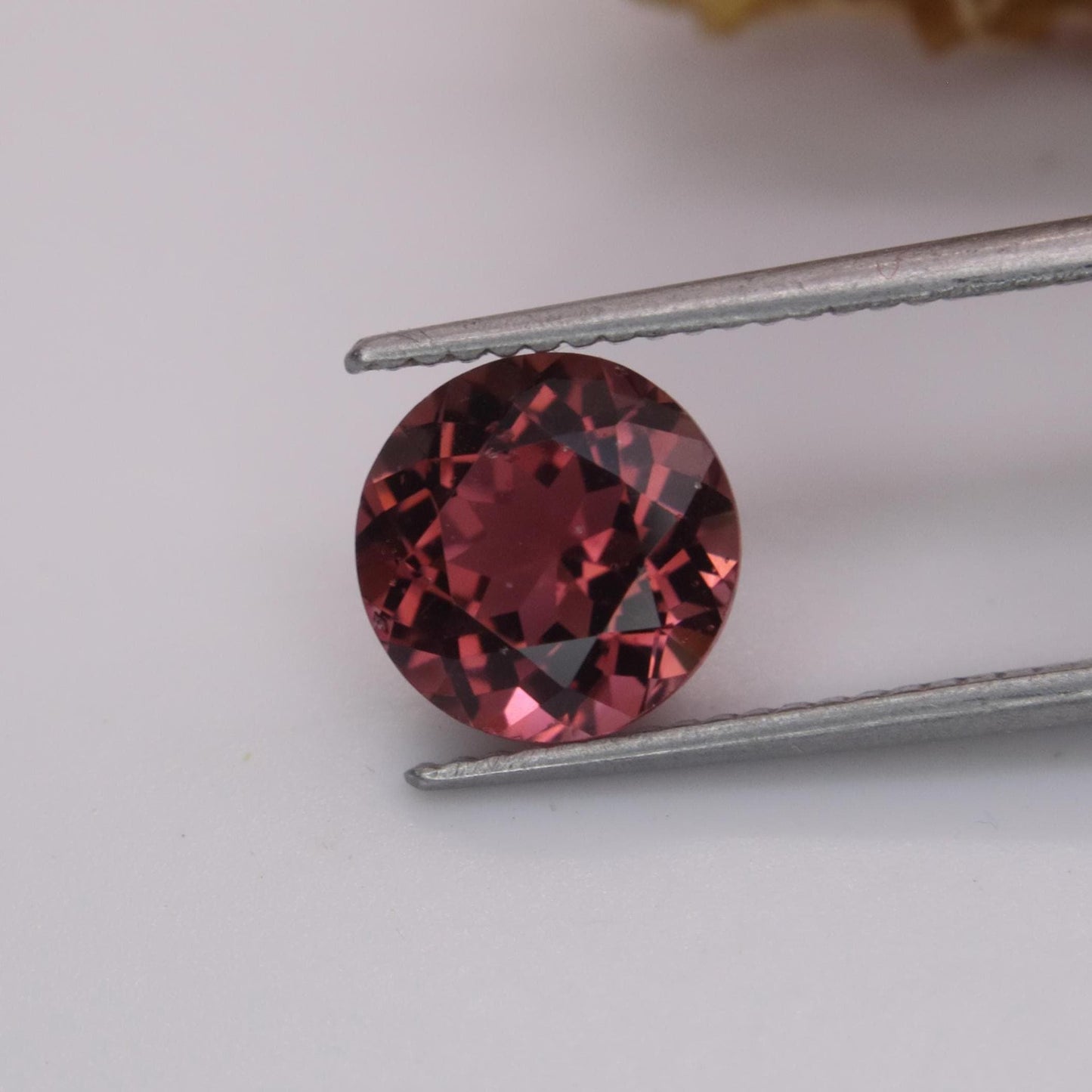 8mm Reddish Pink Tourmaline 2 Carat Round Cut, Faceted Loose Gemstone for Jewelry Setting