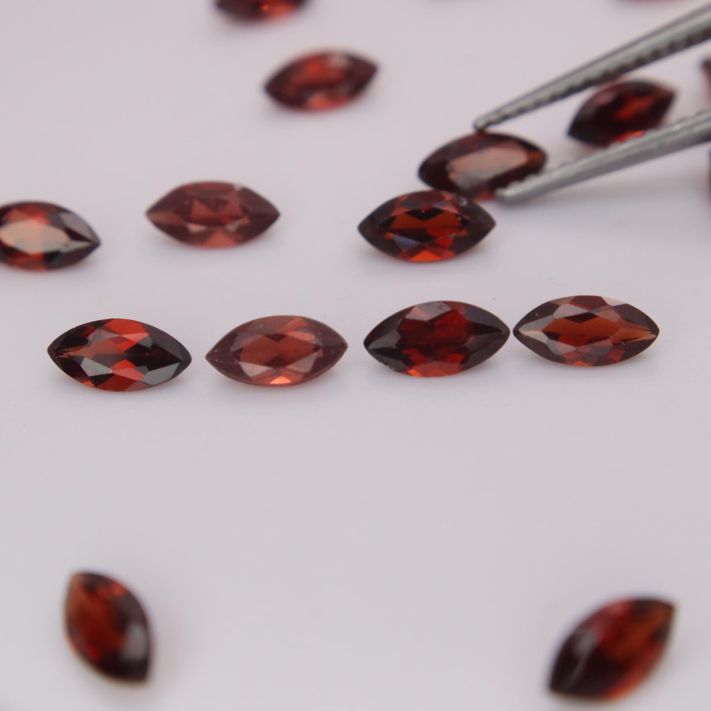 One 6x3mm Red Garnet Marquise Cut, Faceted Loose Gemstone