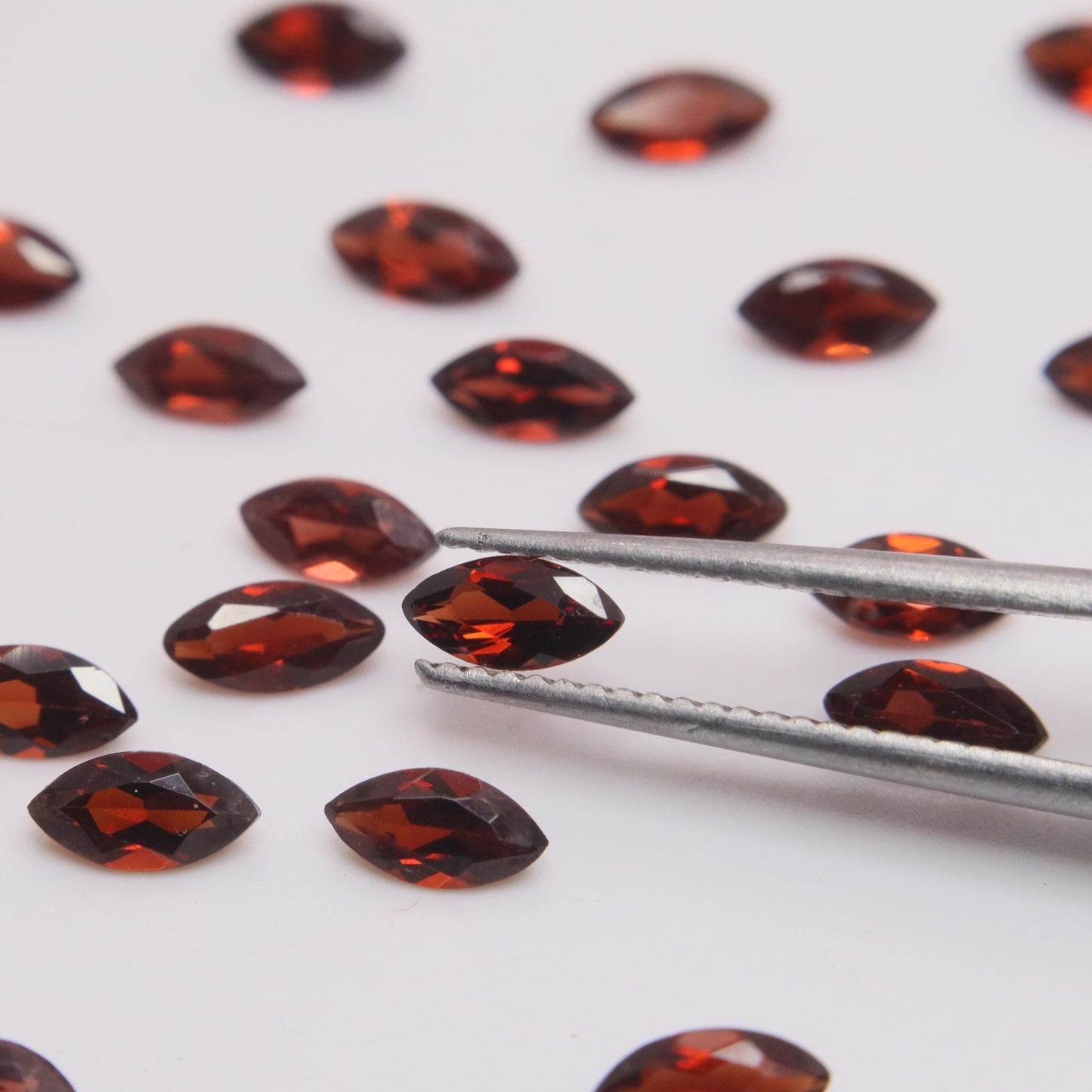 One 6x3mm Red Garnet Marquise Cut, Faceted Loose Gemstone